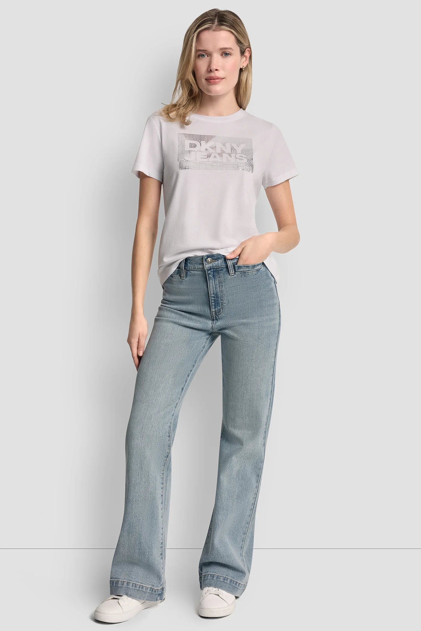 DKNY JEANS STACK LOGO RHINESTONE TEE - Image 4
