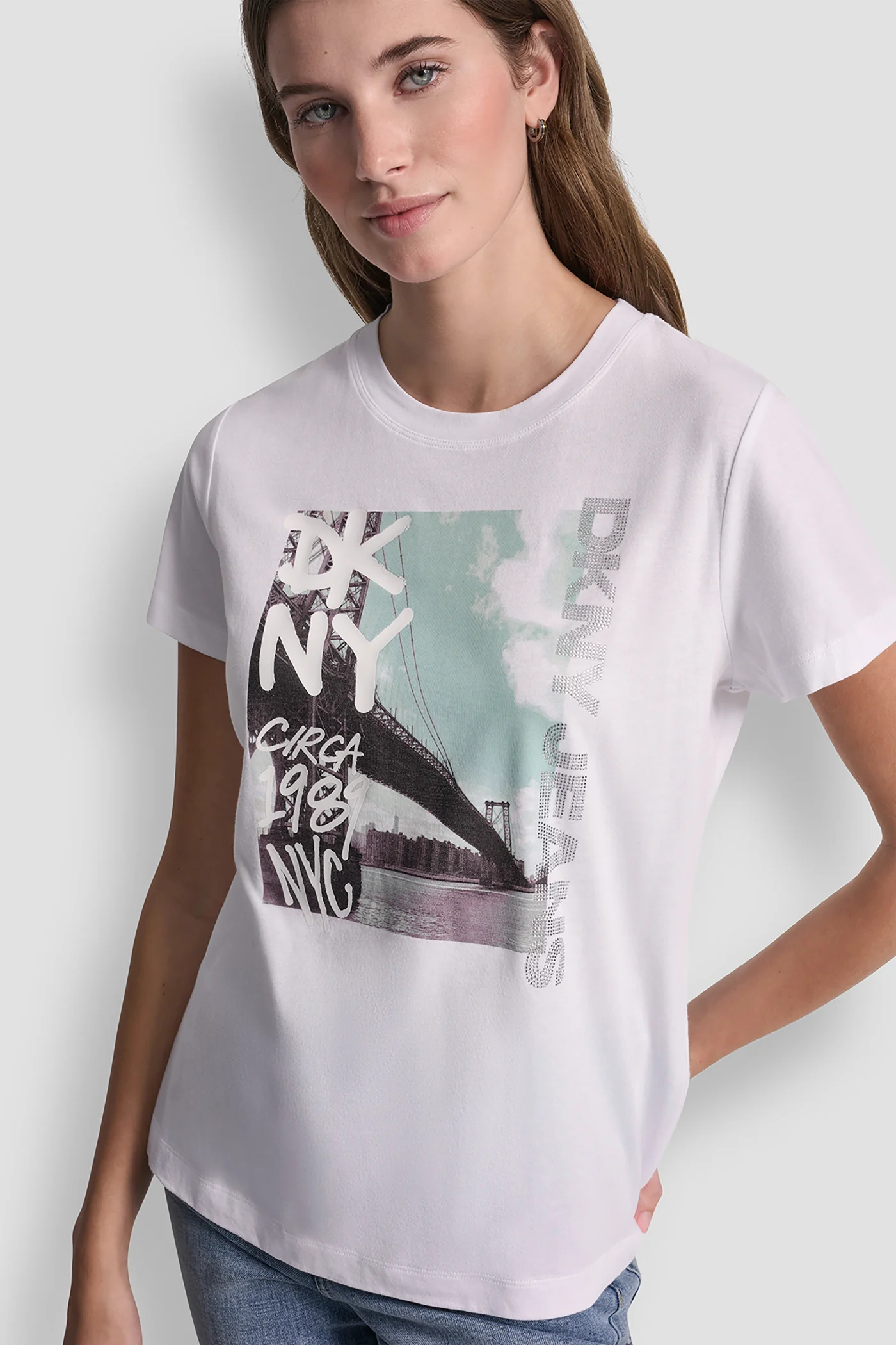 DKNY RHINESTONE GRAFITI TEE