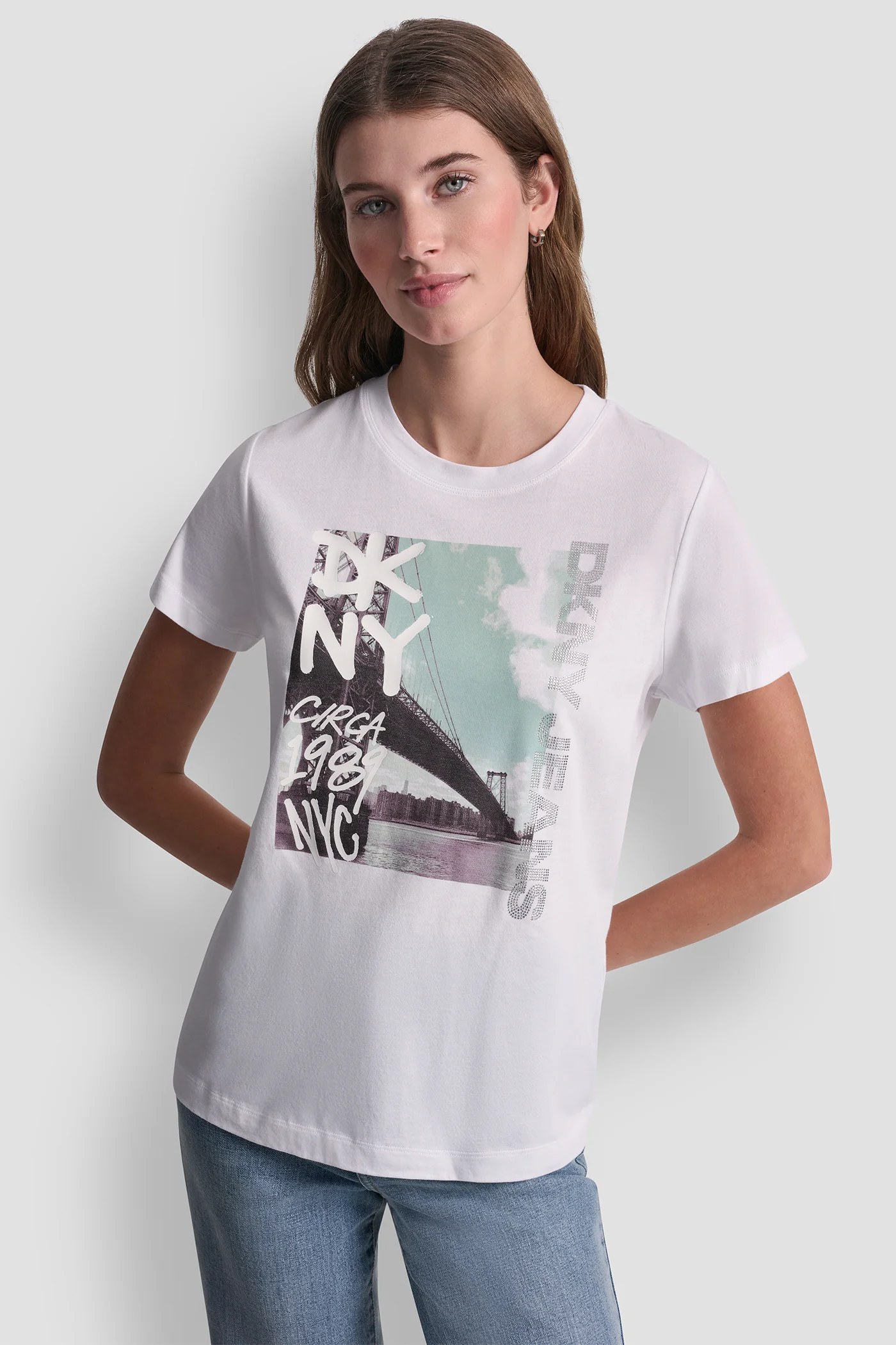 DKNY RHINESTONE GRAFITI TEE - Image 5