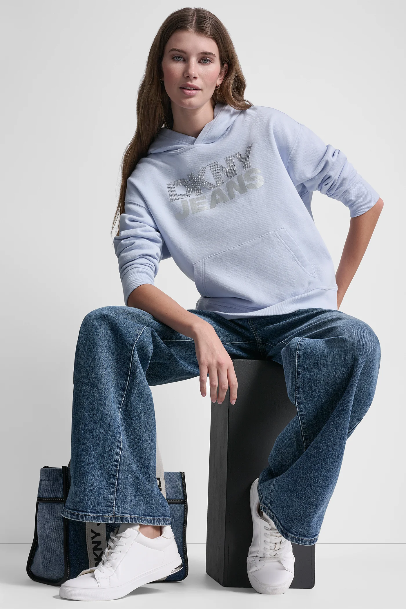 STACKED RHINESTONE FOIL LOGO HOODIE - Image 5
