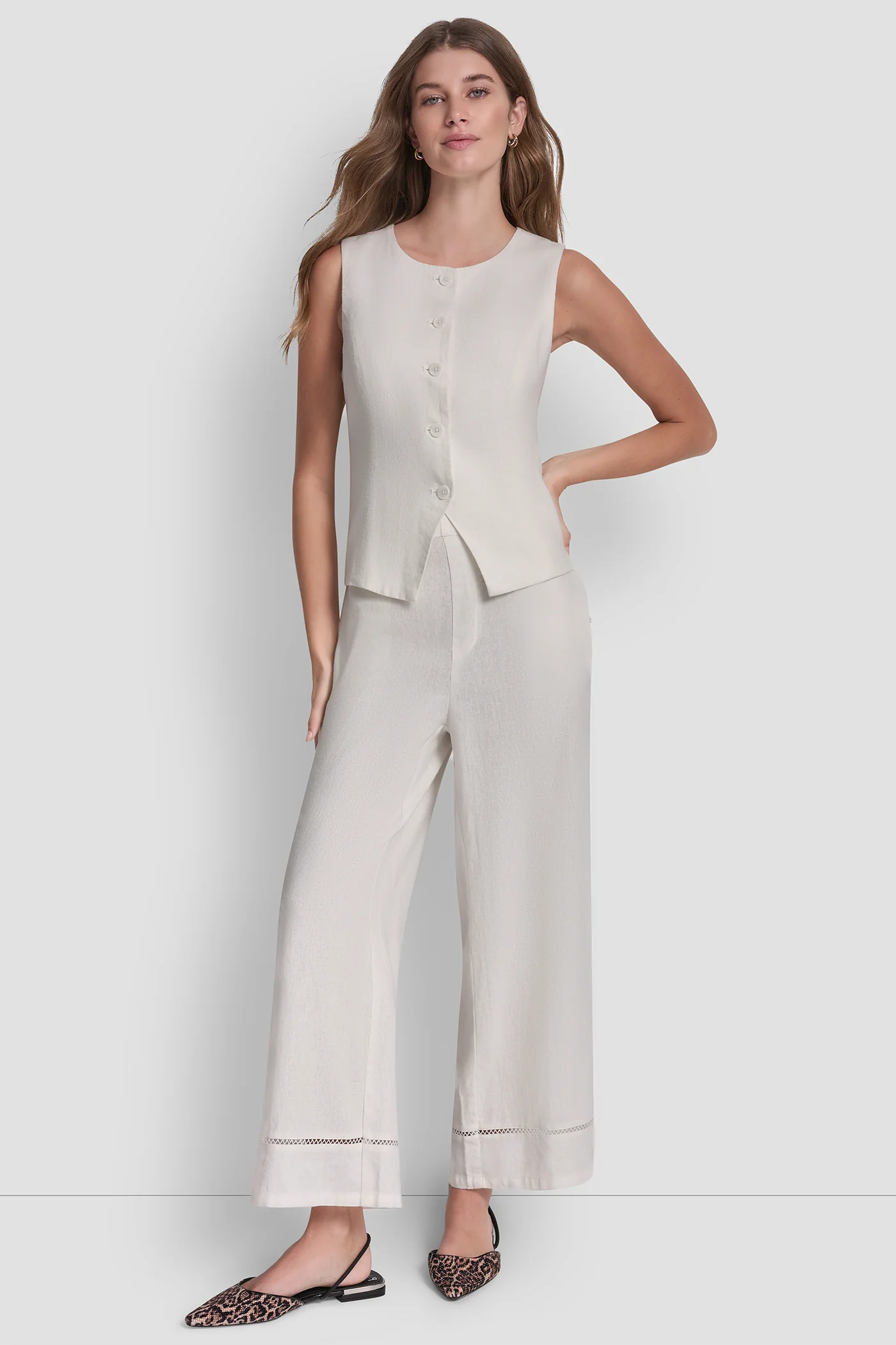 LINEN BUTTON-FRONT VEST - Image 5