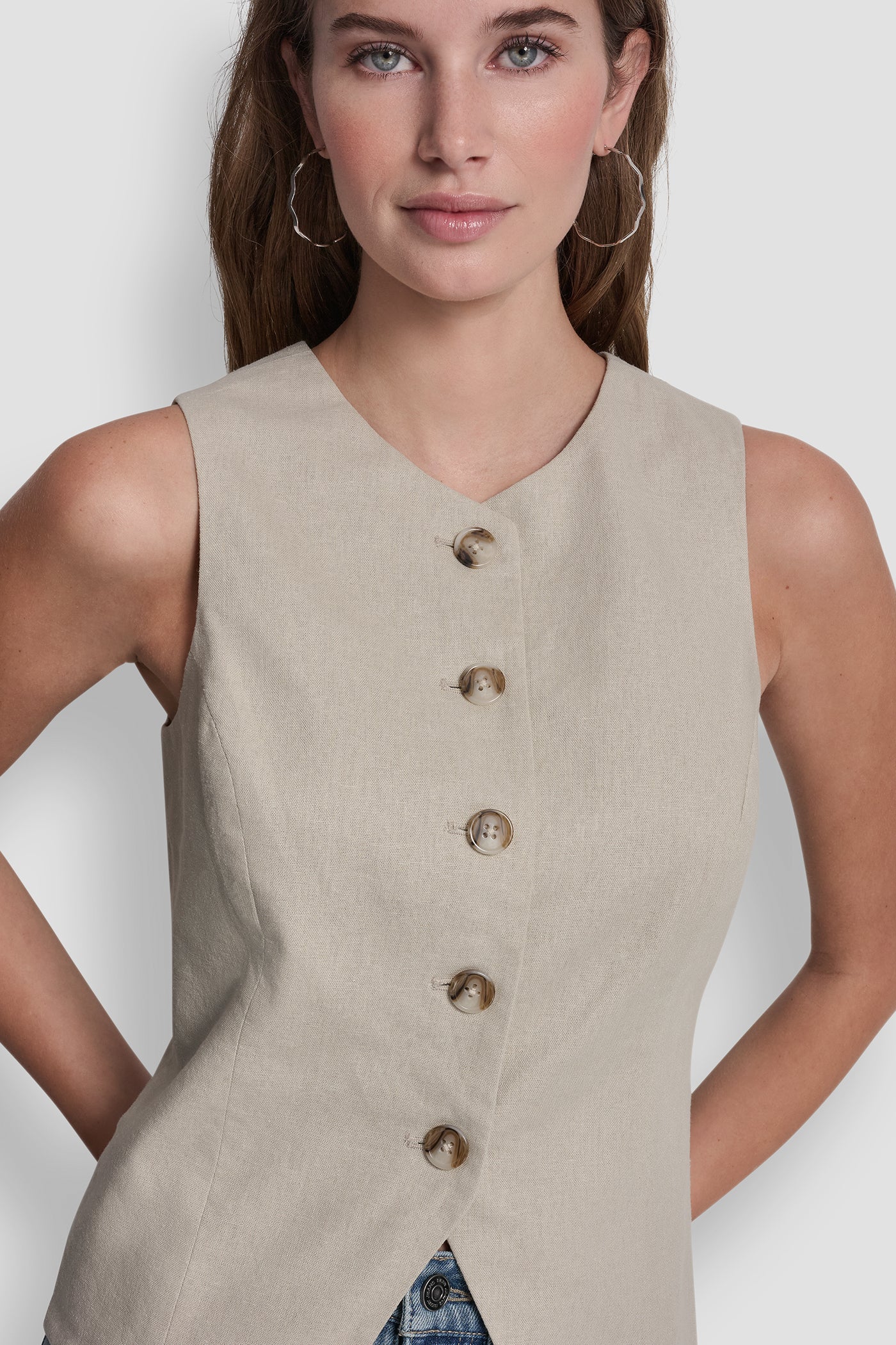 LINEN BUTTON-FRONT VEST - Image 5