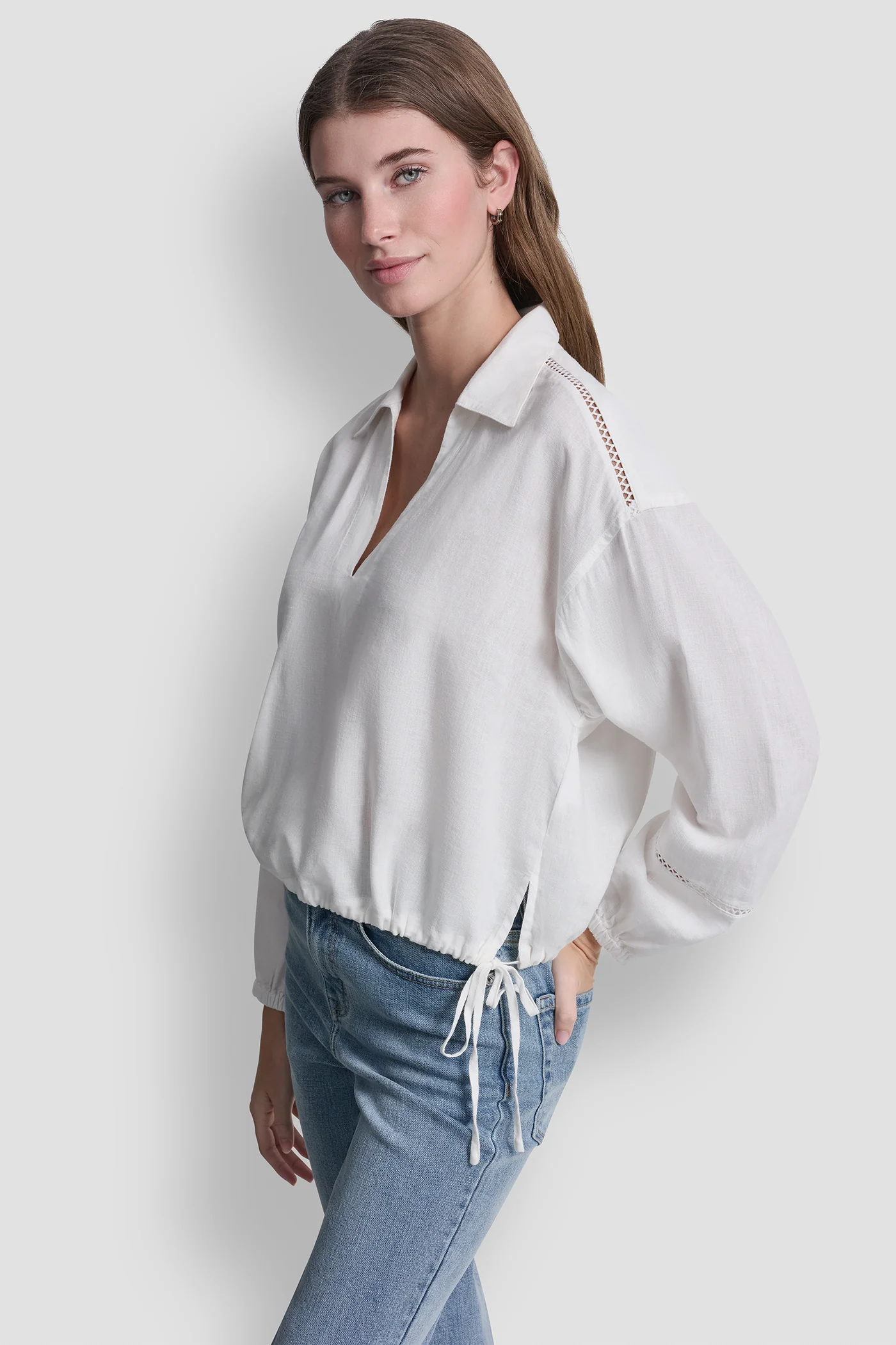 LINEN-BLEND V-NECK SHIRT - Image 3