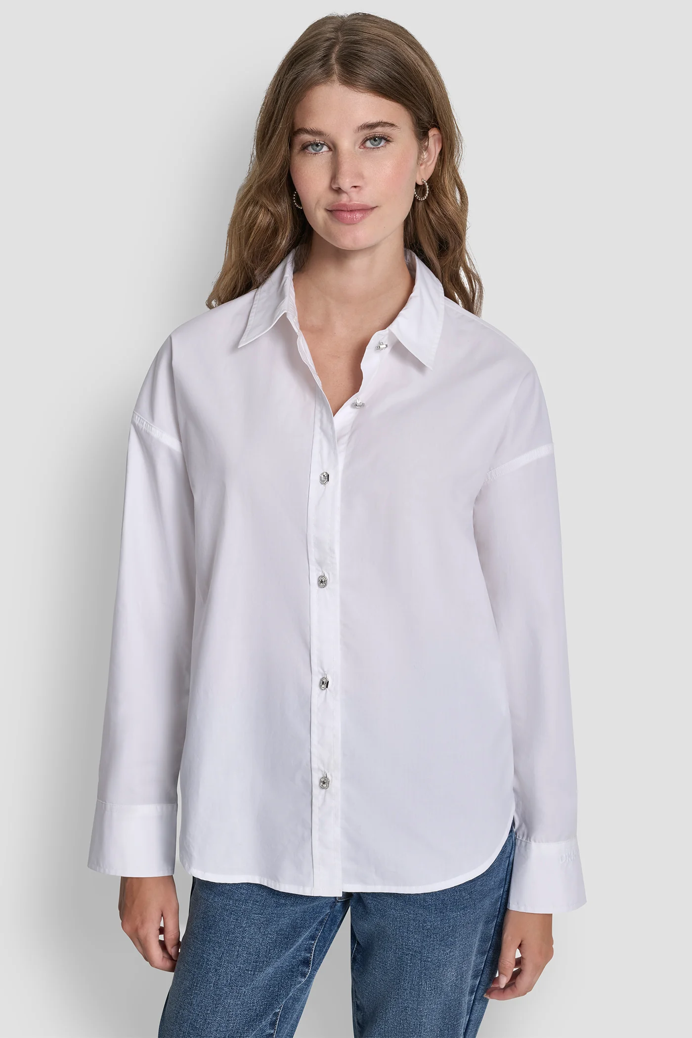 LONG SLEEVE RHINESTONE BUTTON FRONT SHIRT - Image 3