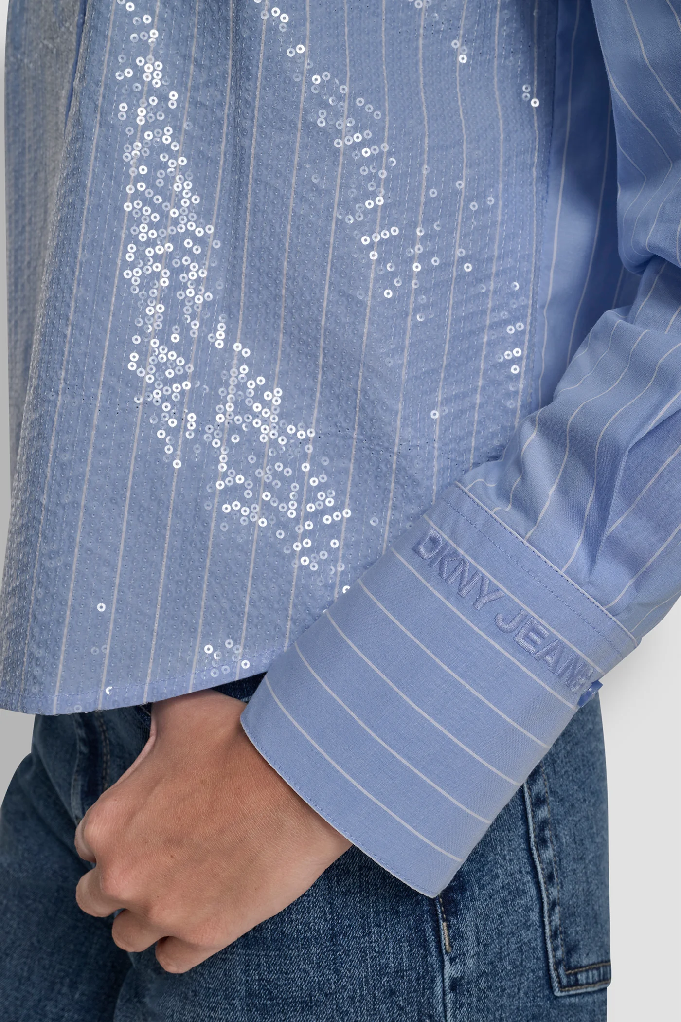POPLIN BUTTON FRONT SHIRT WITH SEQUINS - Image 6