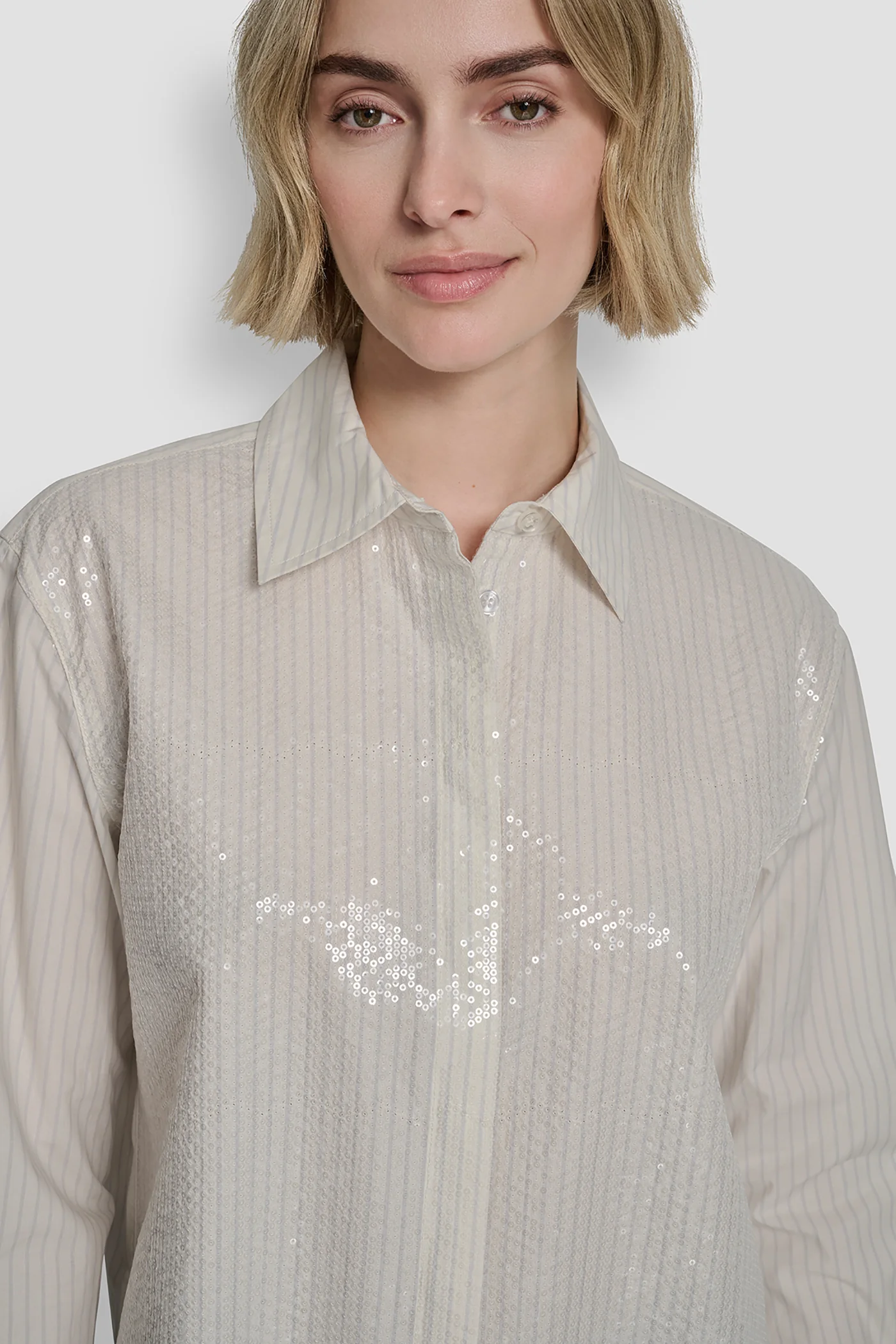 POPLIN BUTTON FRONT SHIRT WITH SEQUINS - Image 6