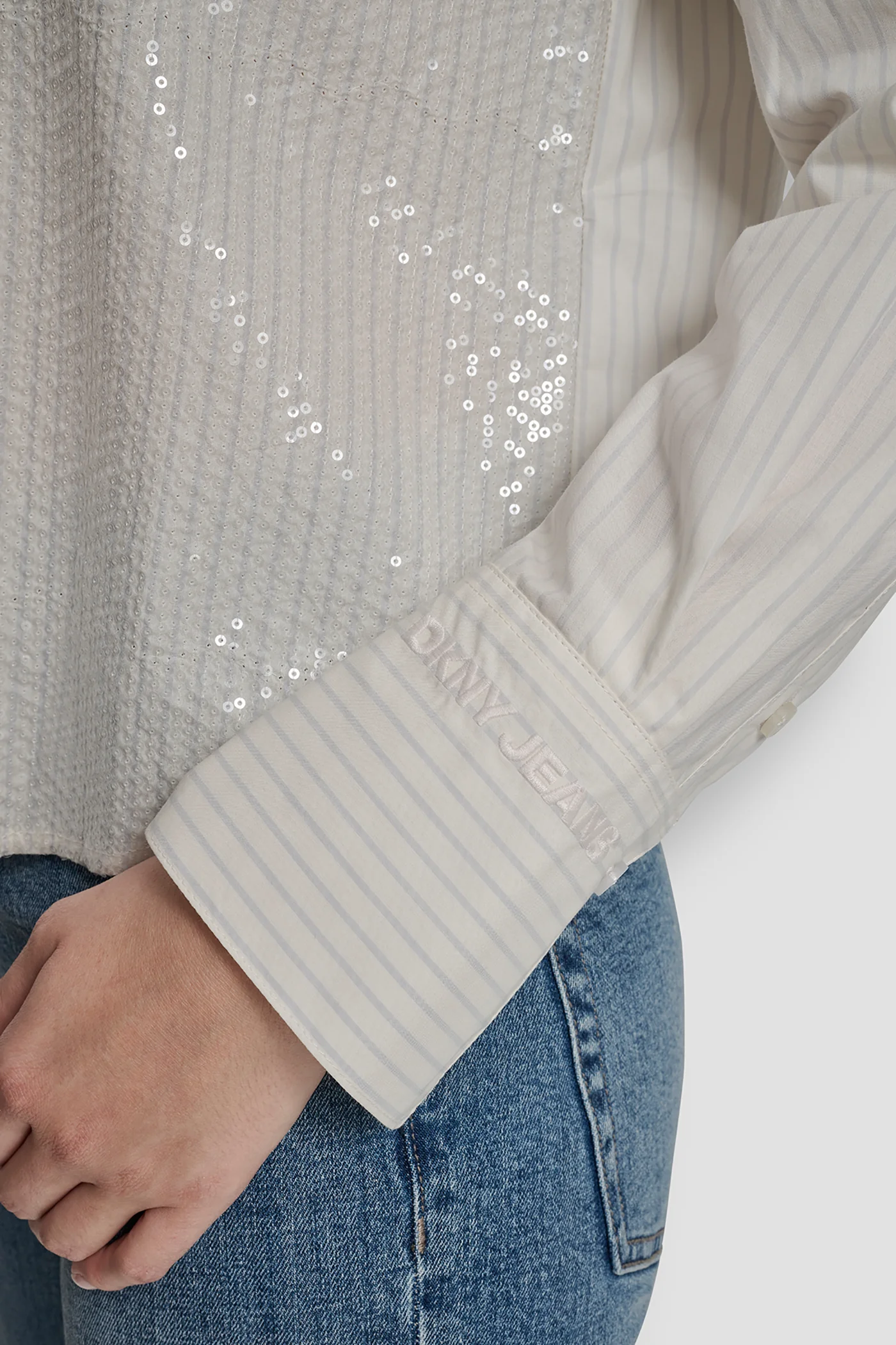 POPLIN BUTTON FRONT SHIRT WITH SEQUINS - Image 7