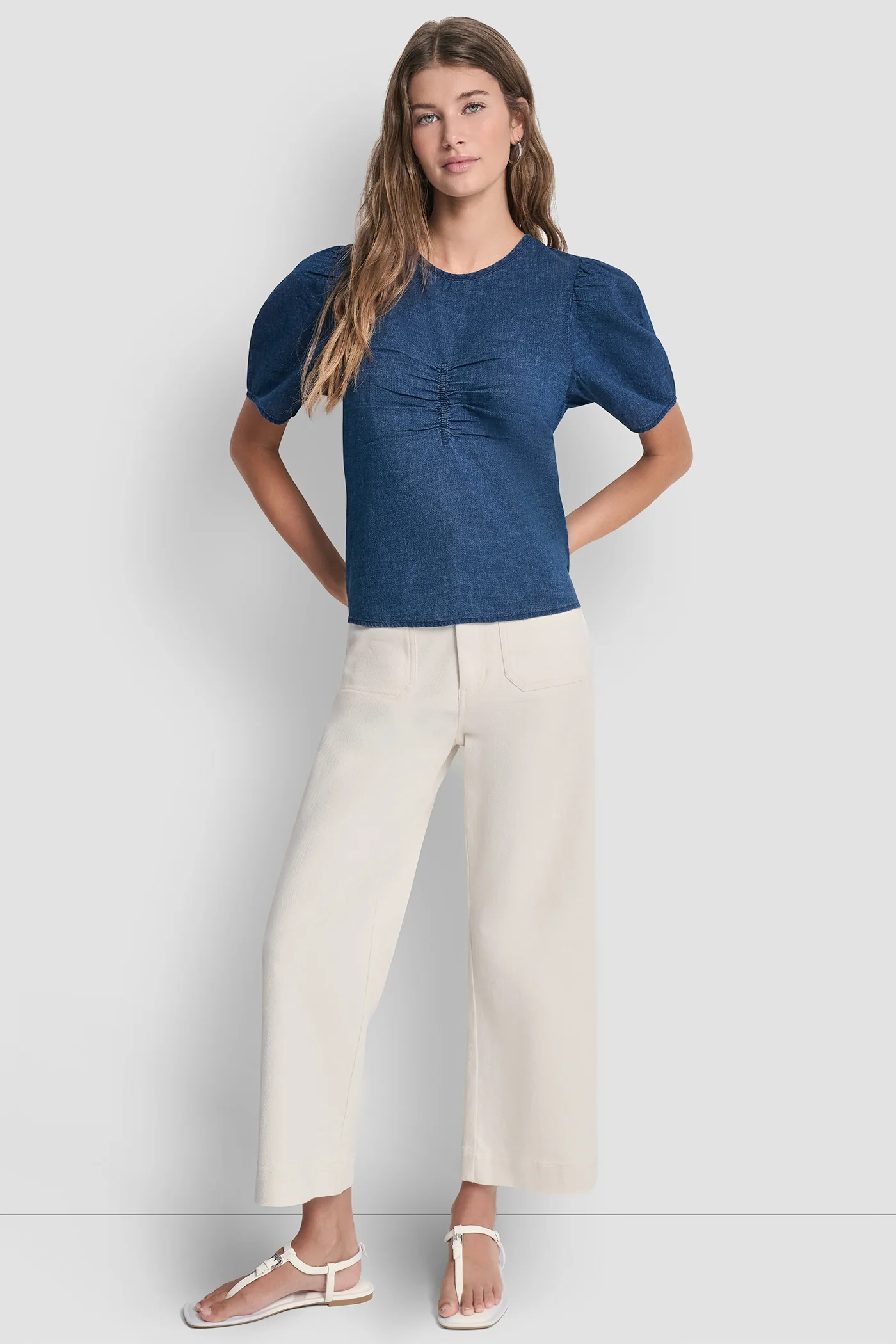 PUFF SLEEVE RUCHED FRONT SHIRT - Image 4