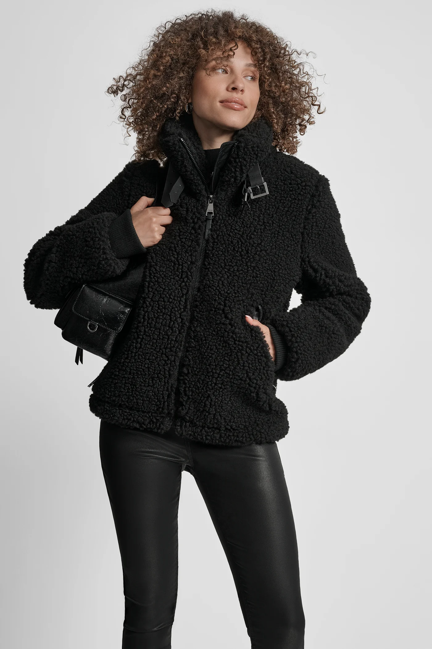 ZIP SHERPA JACKET WITH BUCKLE COLLAR - Image 6