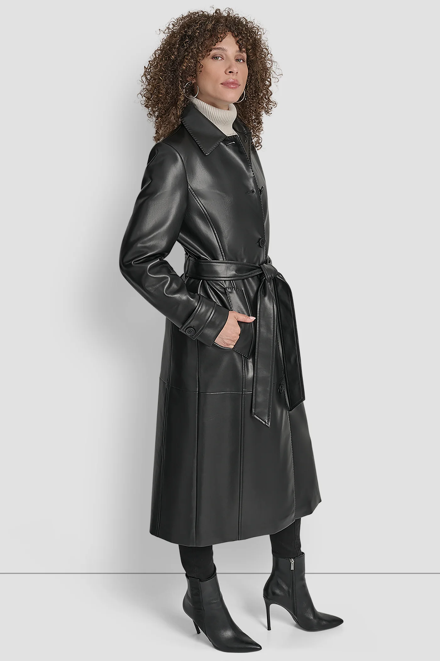 FAUX LEATHER LONG TRENCH - Image 4