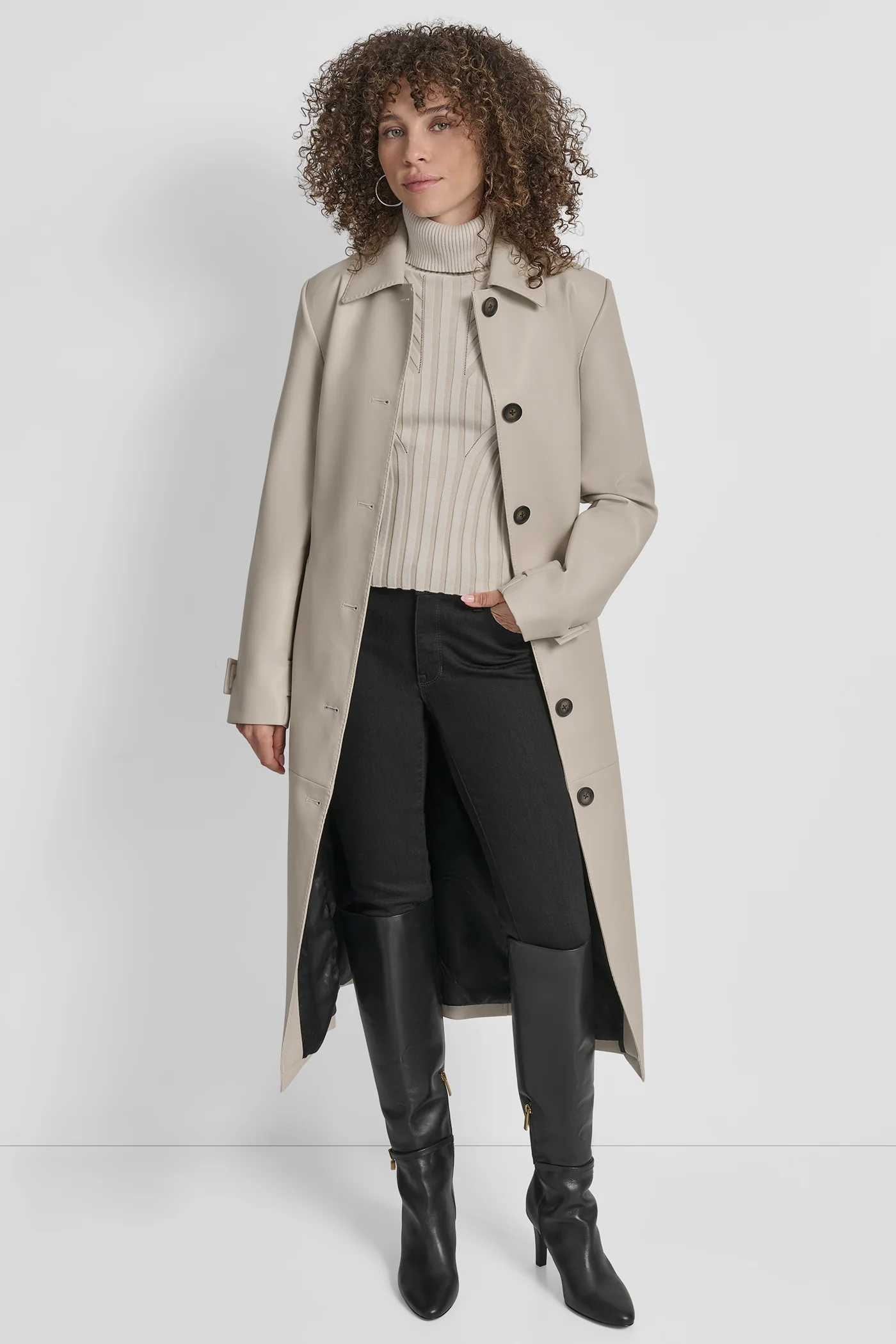 FAUX LEATHER LONG TRENCH - Image 2