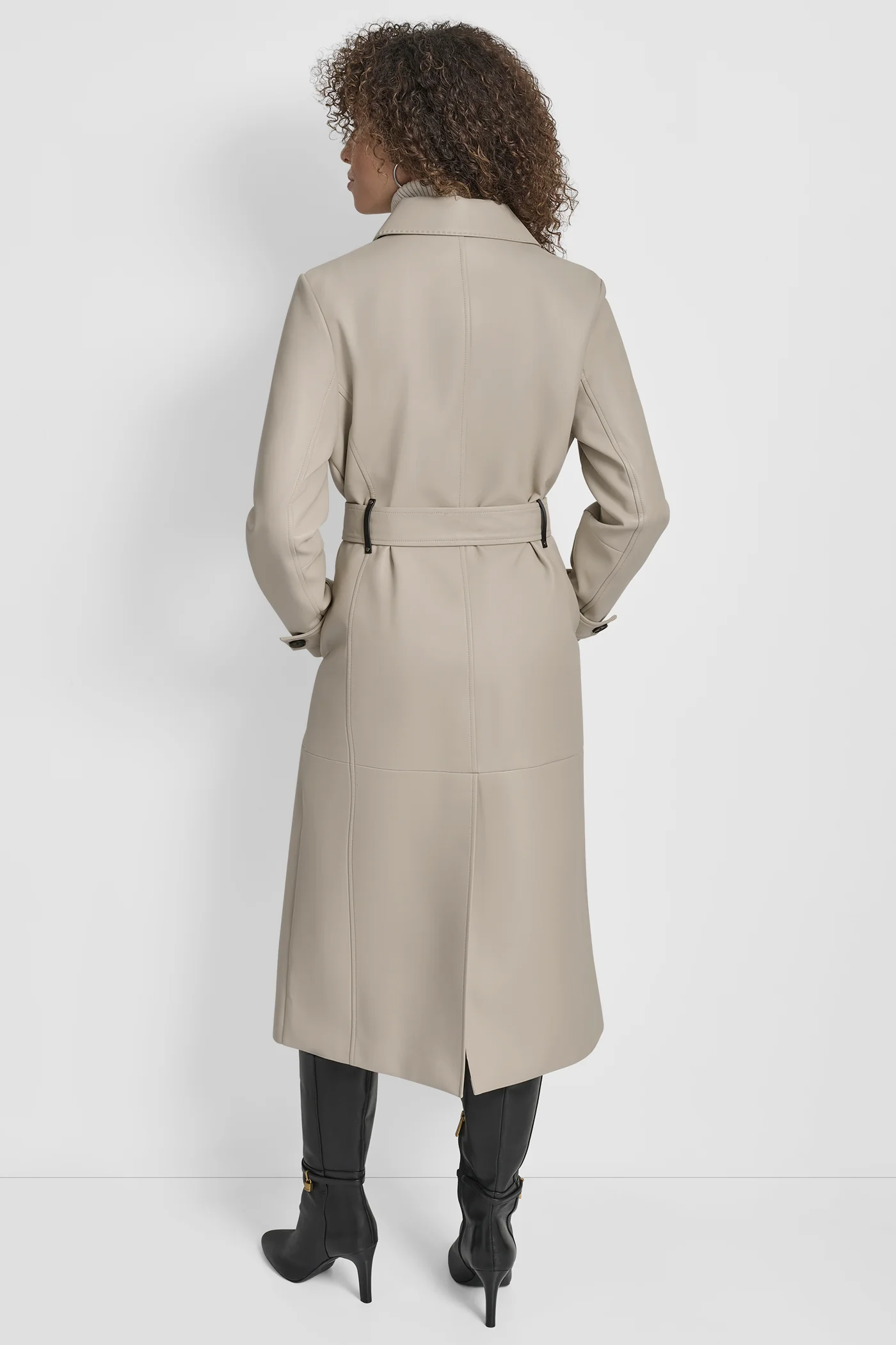 FAUX LEATHER LONG TRENCH - Image 3