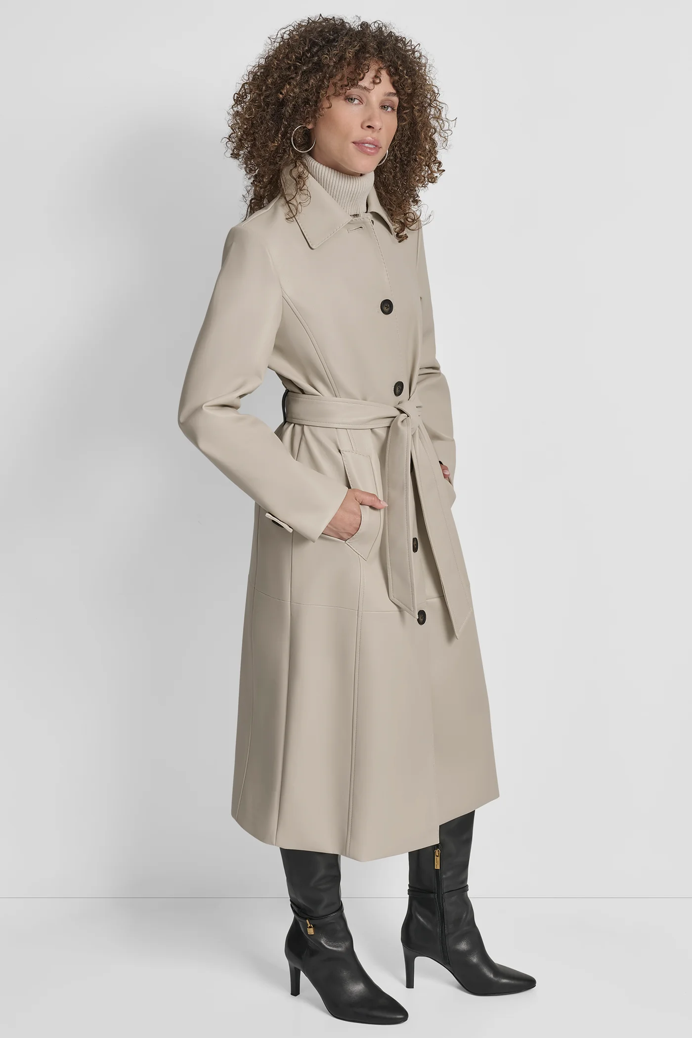 FAUX LEATHER LONG TRENCH - Image 5