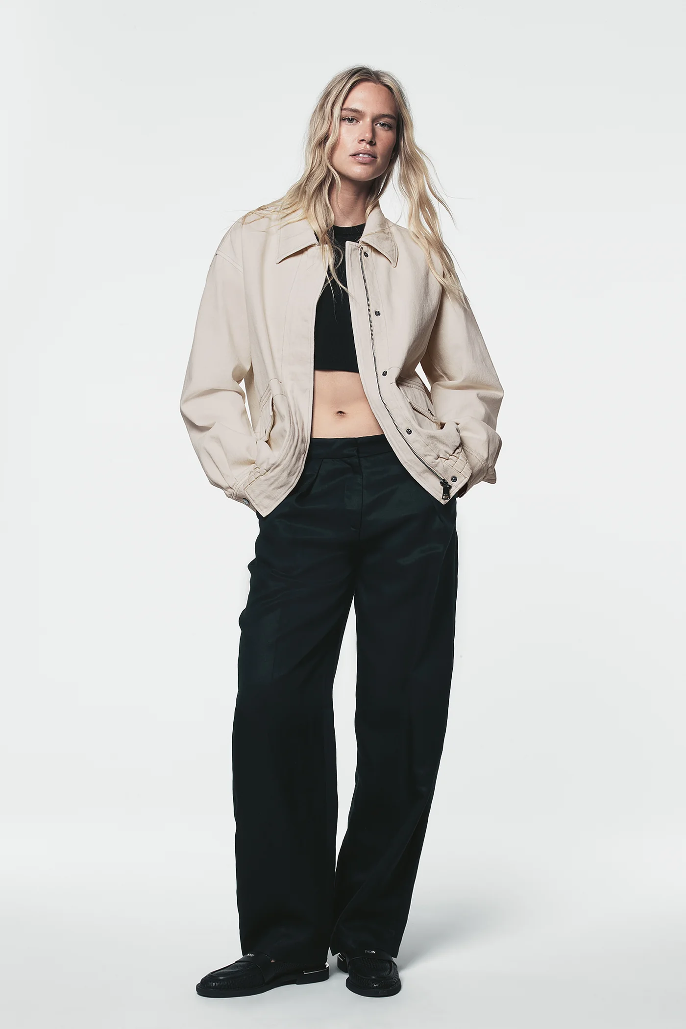 COLLARED FULL ZIP BOMBER JACKET - Image 3