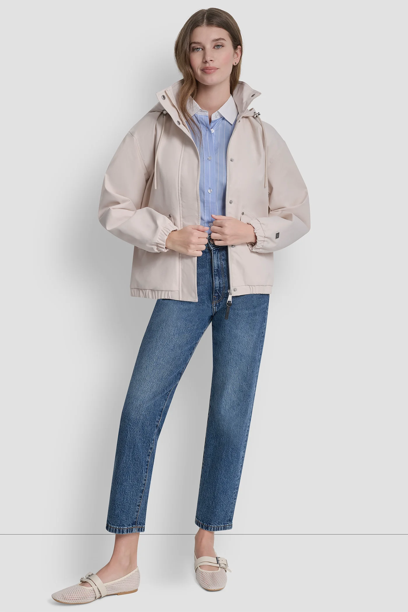 HIGH COLLAR BOMBER JACKET WITH HOOD - Image 5