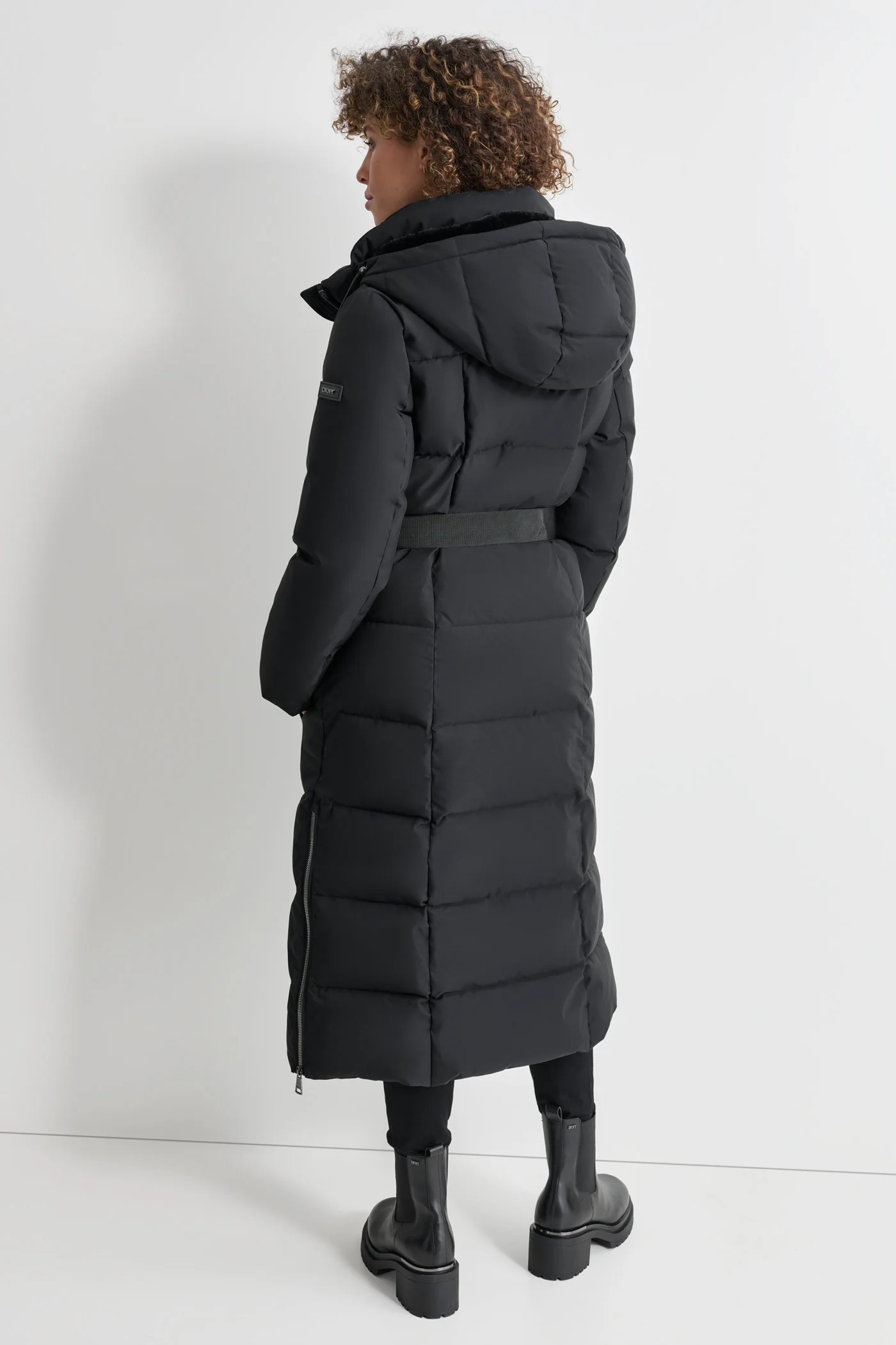 BOX QUILT LONG PUFFER WITH BELT - Image 2