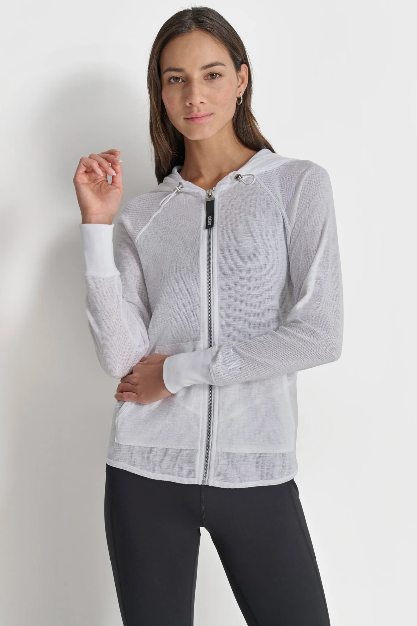 WAFFLE-KNIT HOODED JACKET