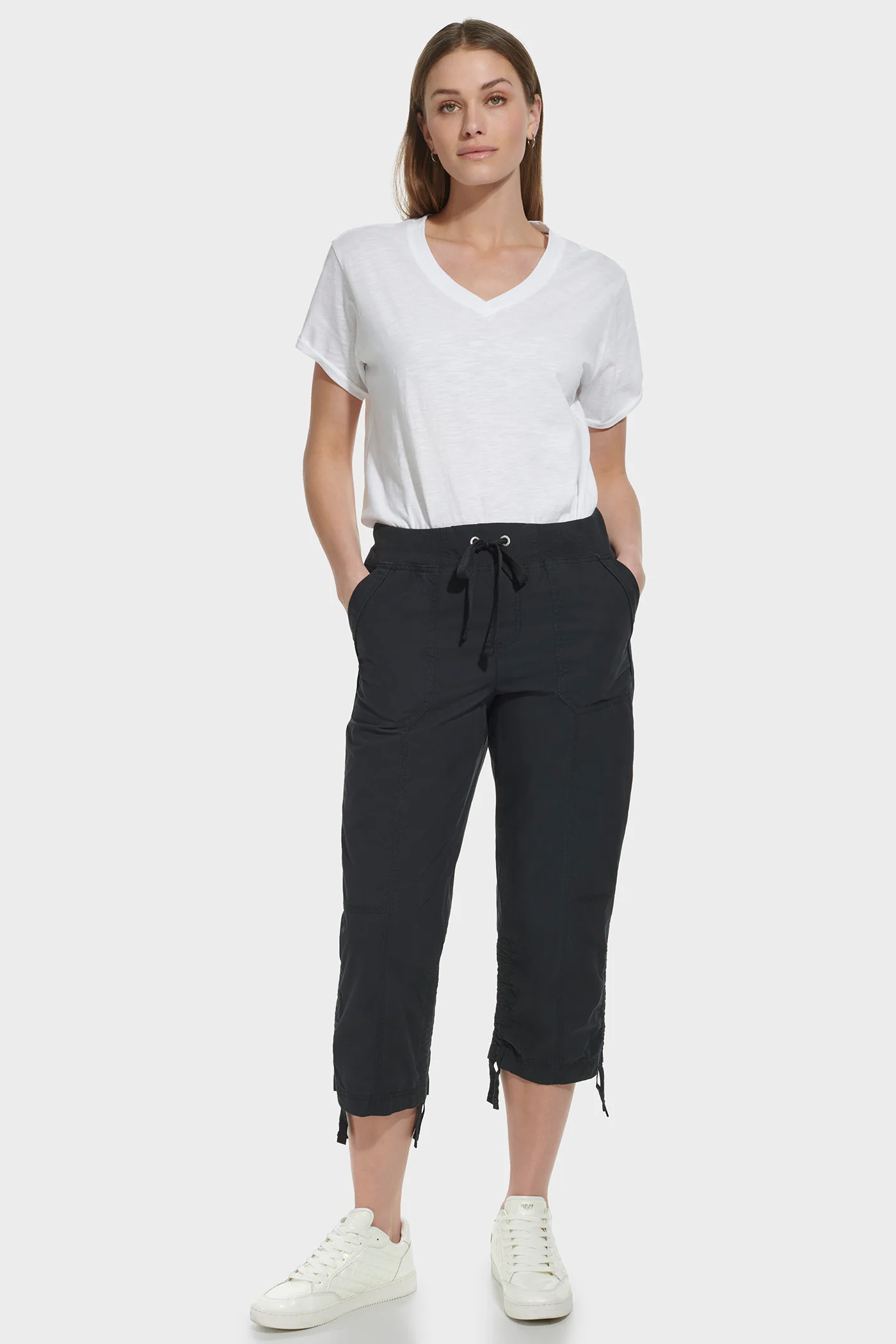 HIGH-RISE SHIRRED UTILITY CAPRI PANT - Image 4