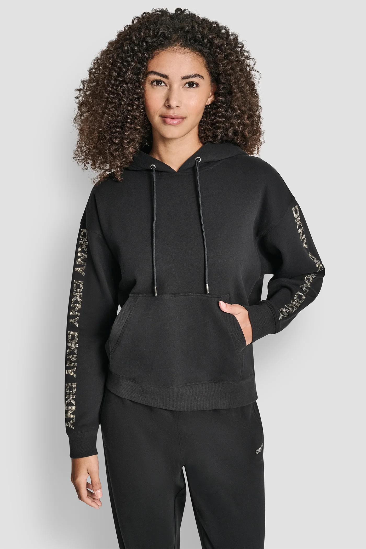 RELAXED RHINESTONE SLEEVE LOGO HOODIE - Image 2