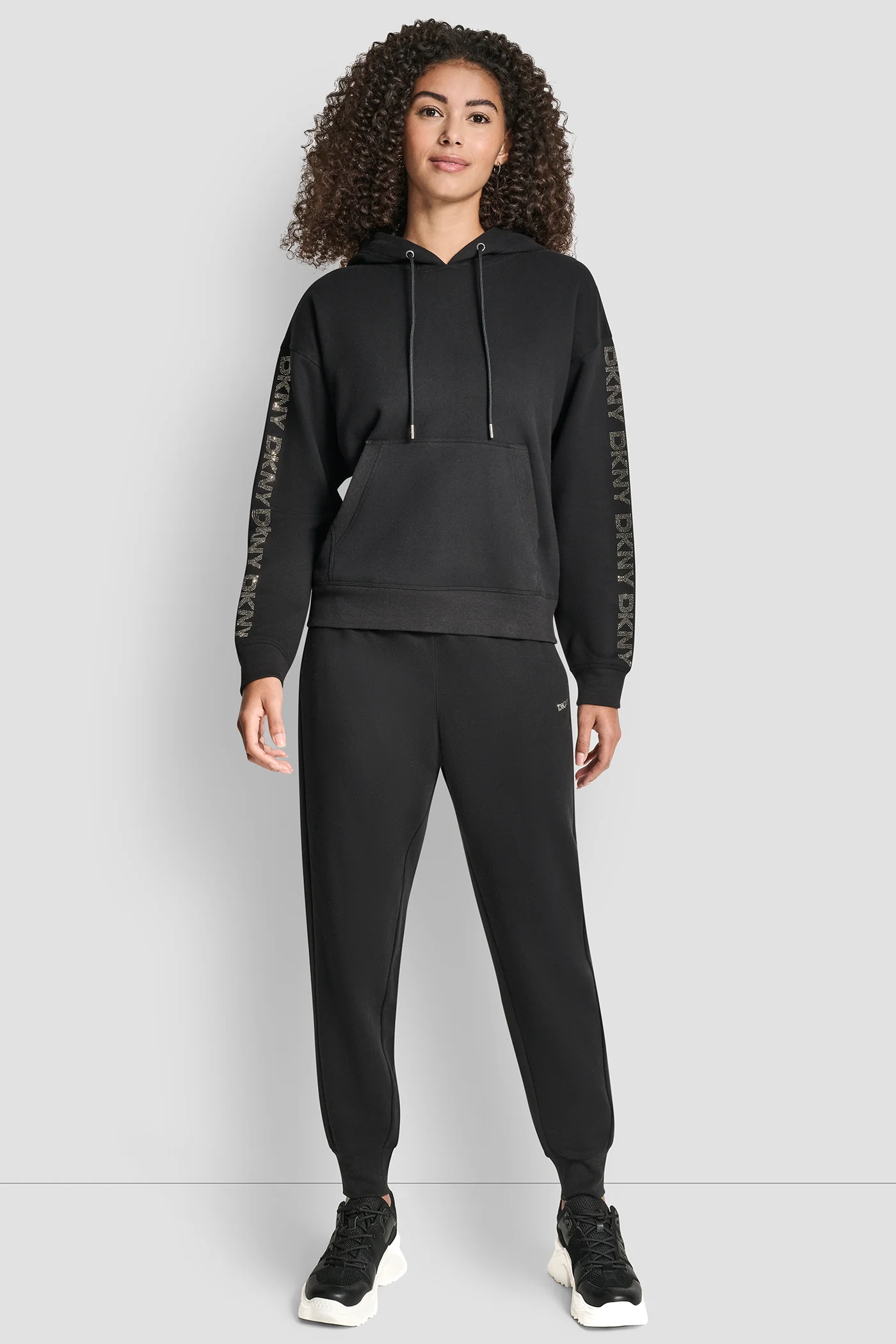 RELAXED RHINESTONE SLEEVE LOGO HOODIE - Image 4