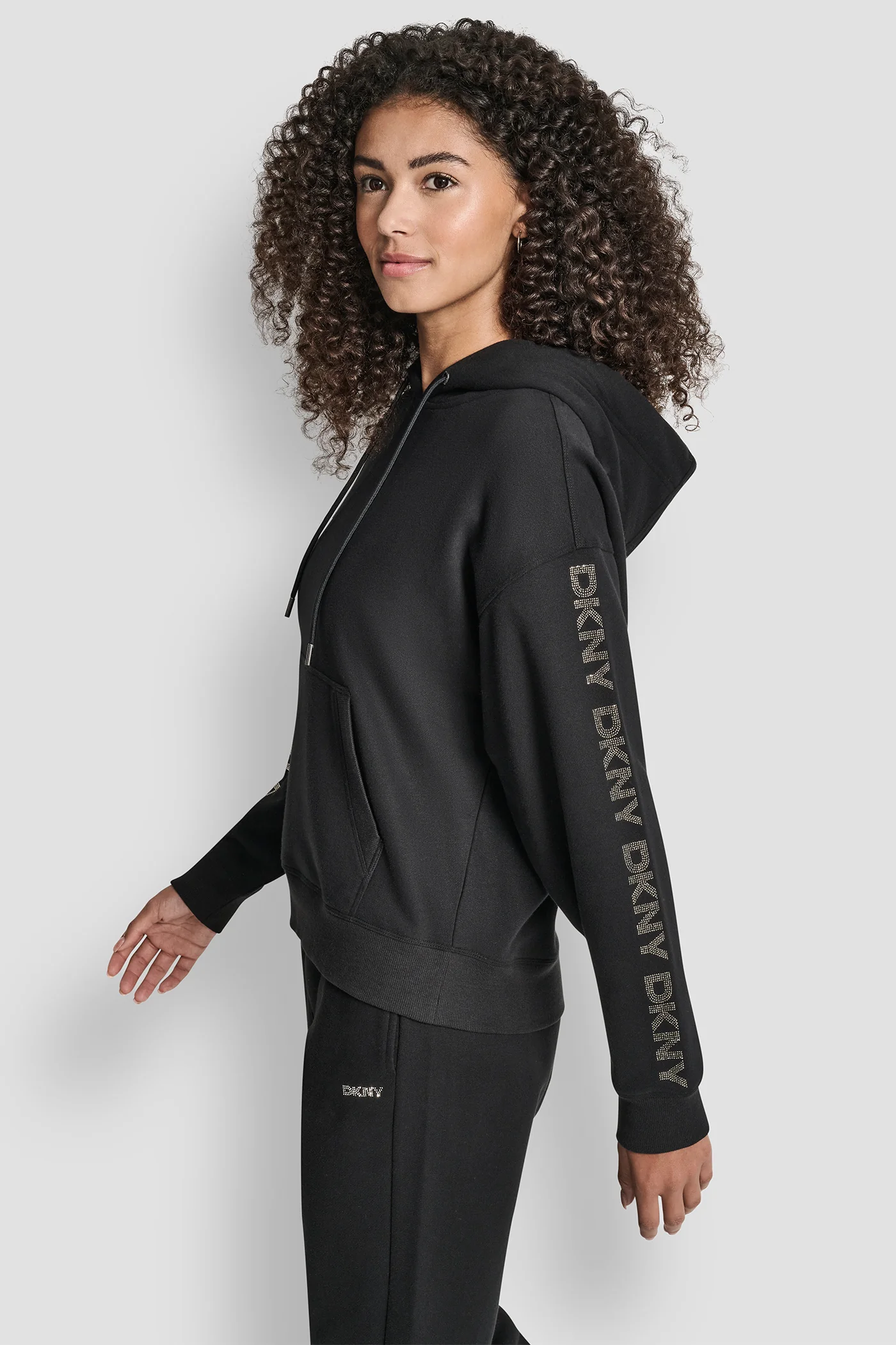 RELAXED RHINESTONE SLEEVE LOGO HOODIE - Image 5