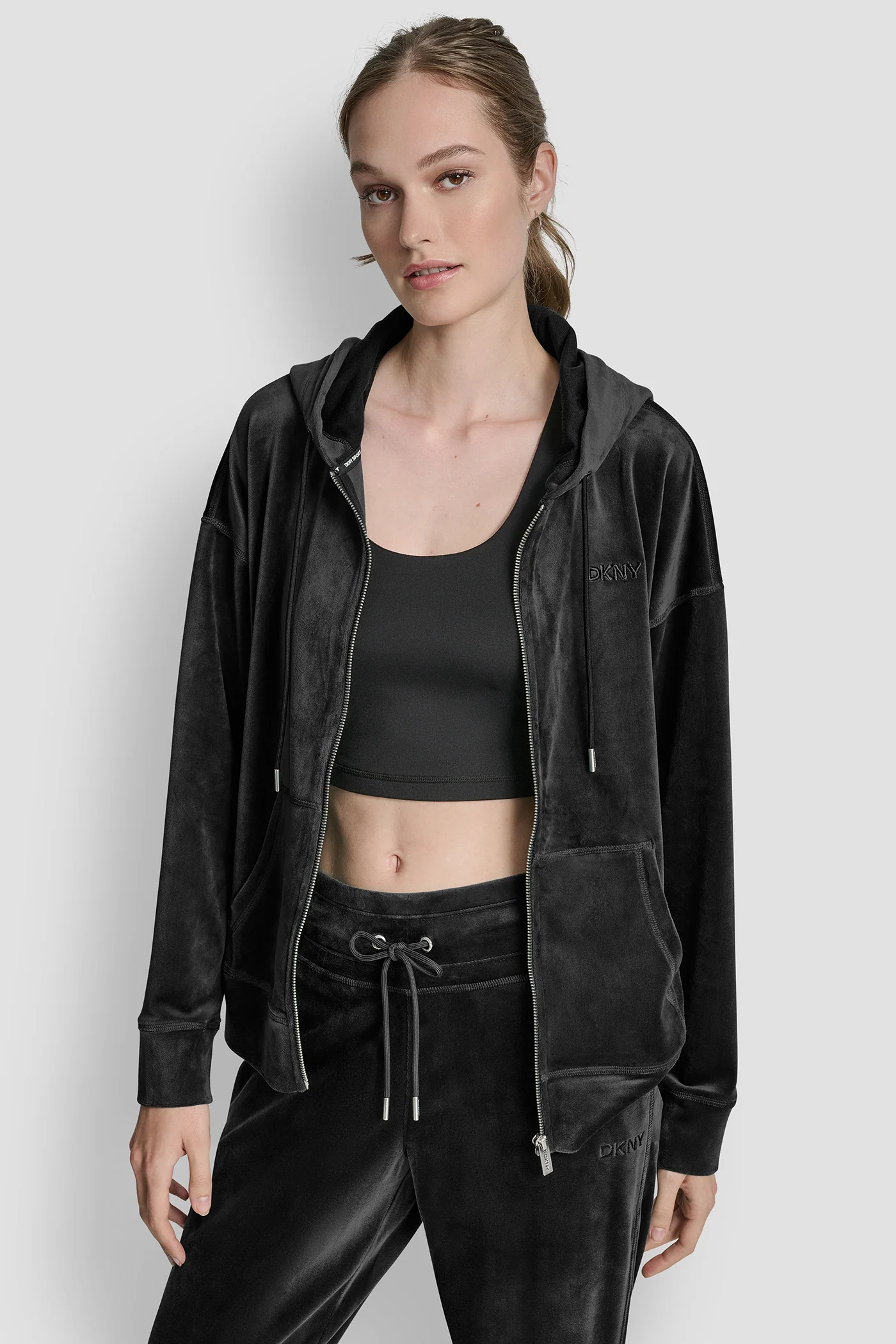 VELOUR HD EMBROIDERY LOGO FULL ZIP HOODIE