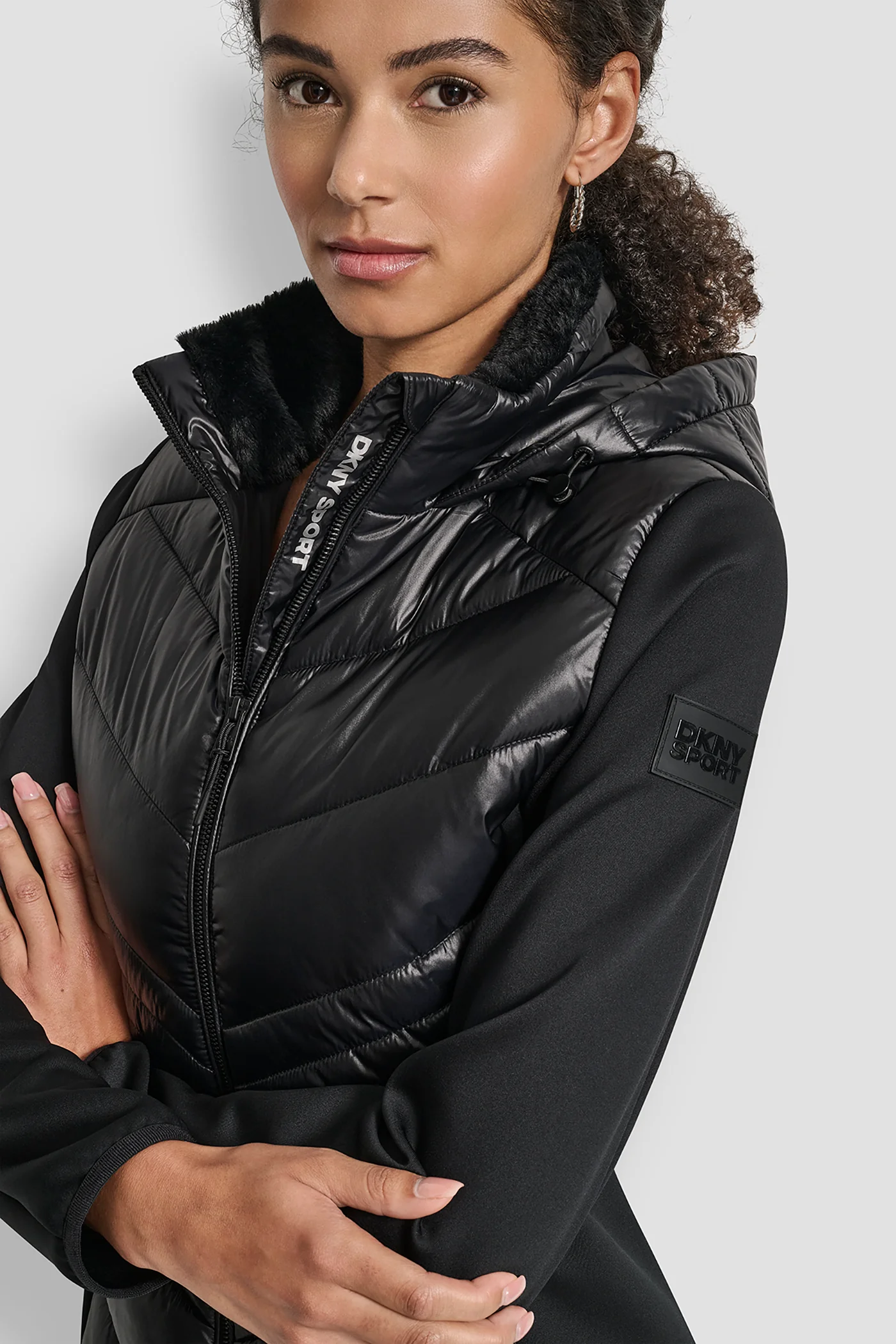 CHEVRON QUILTED SCUBA MIX JACKET - Image 4