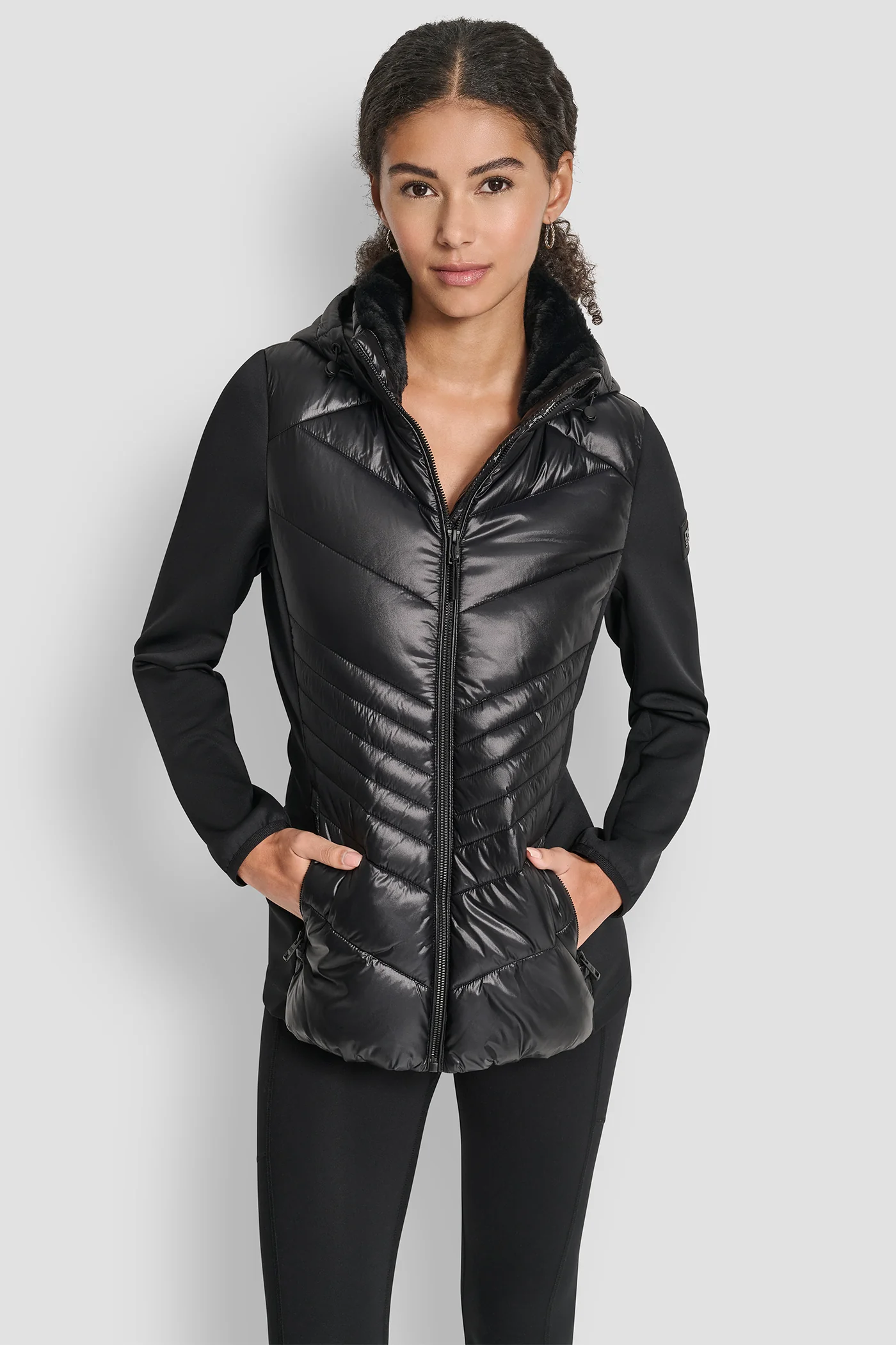 CHEVRON QUILTED SCUBA MIX JACKET - Image 5