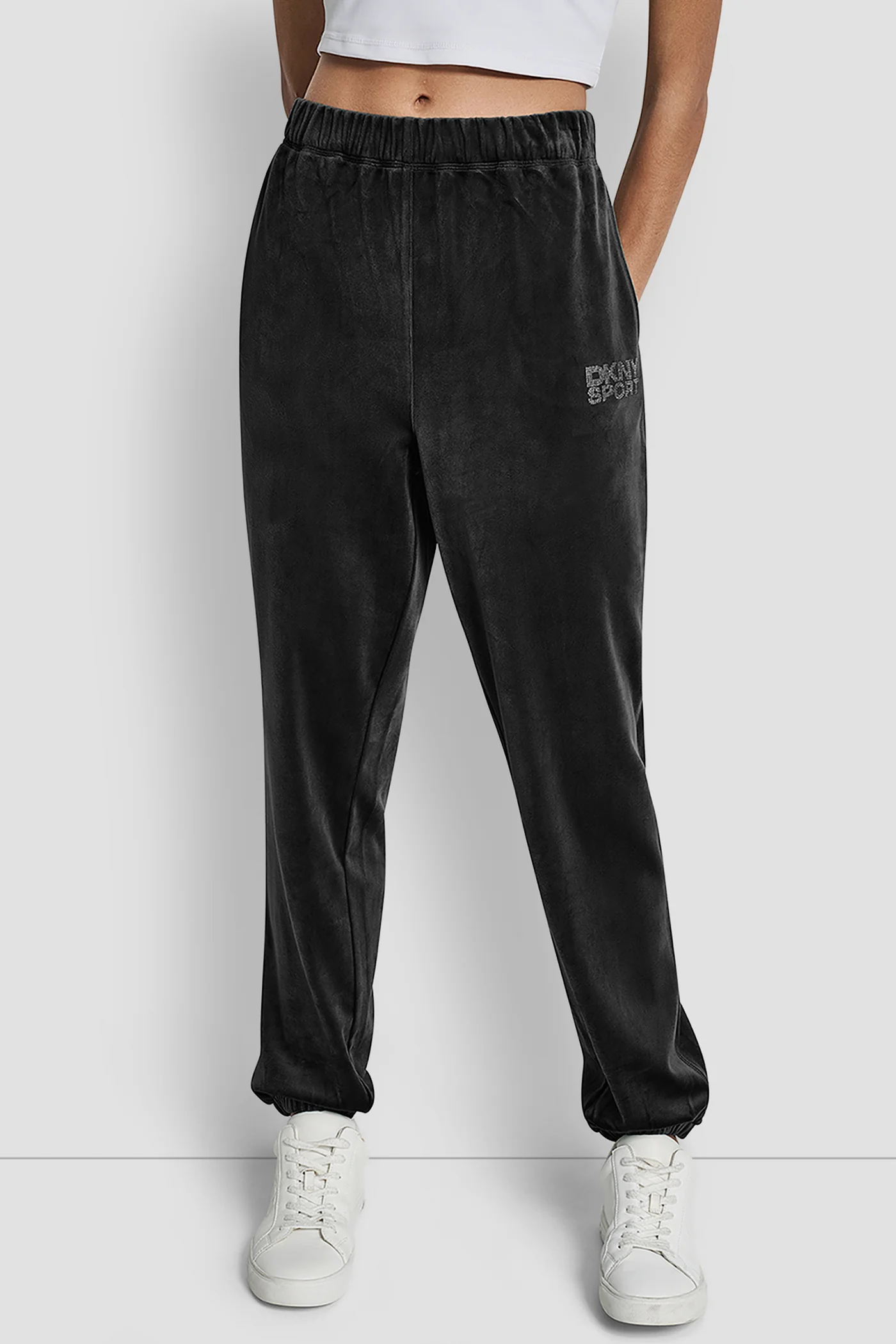 VELOUR RHINESTONE LOGO RELAXED JOGGER - Image 3