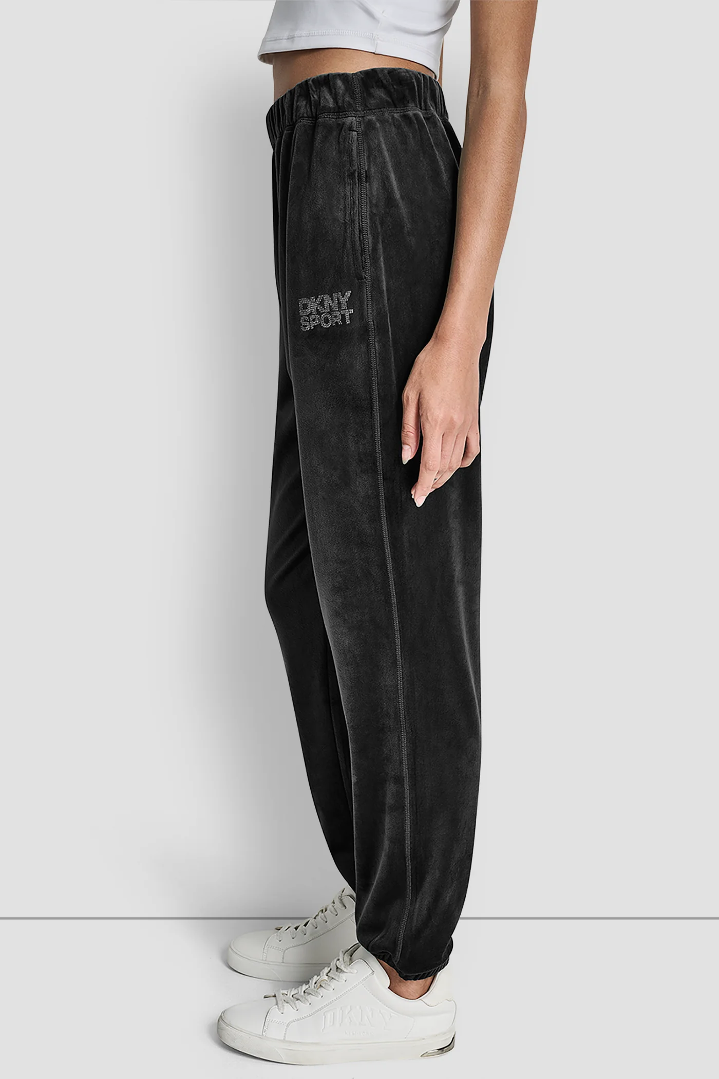 VELOUR RHINESTONE LOGO RELAXED JOGGER - Image 4
