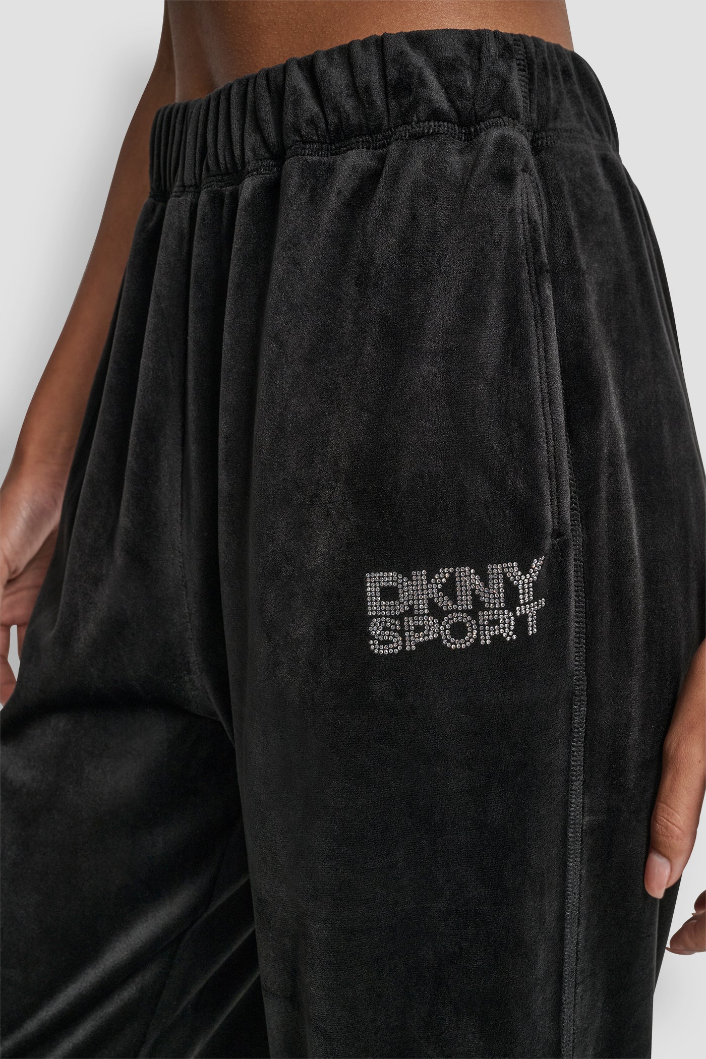 VELOUR RHINESTONE LOGO PANT - Image 5