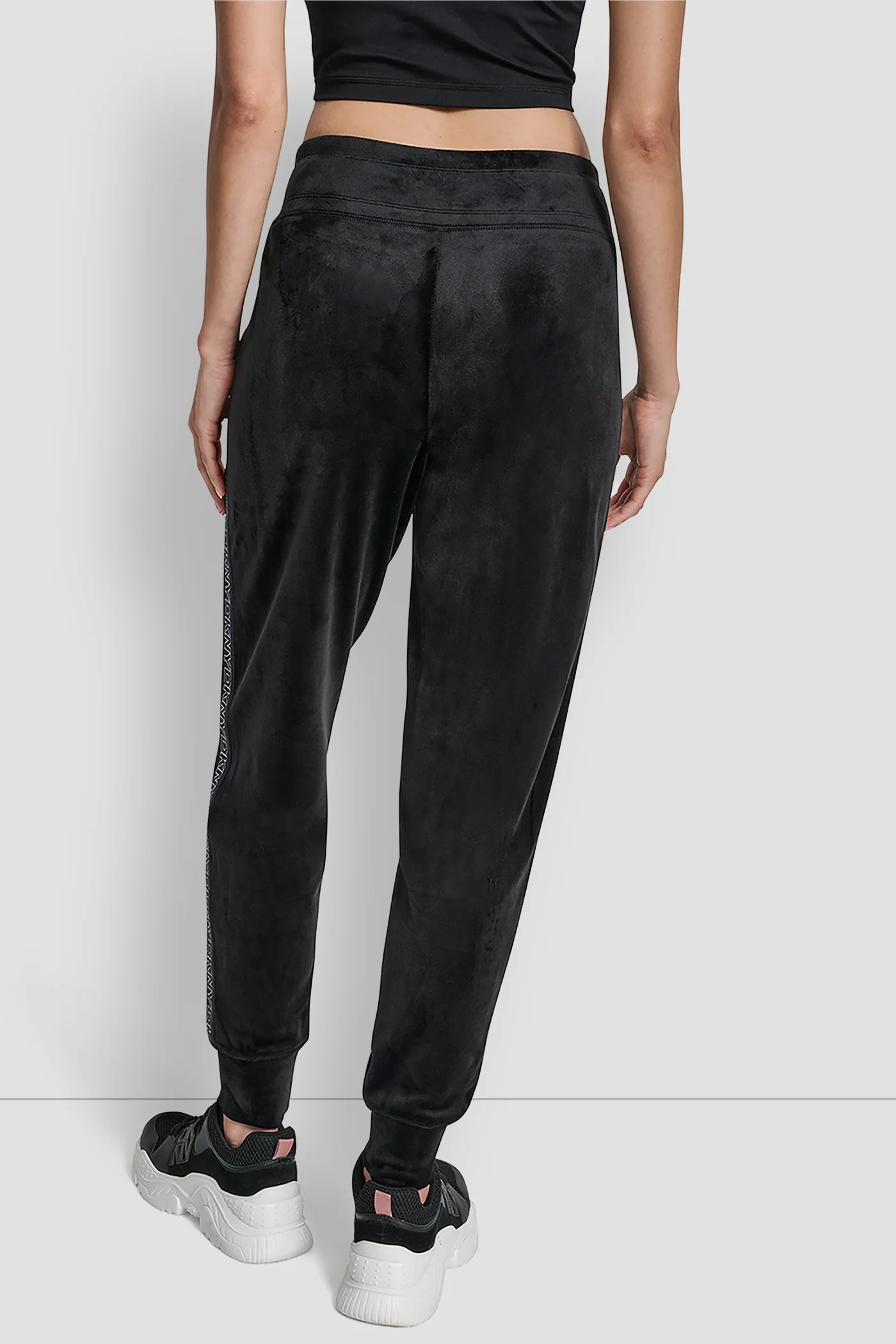 VELOUR CUFFED JOGGER WITH METALLIC LOGO - Image 2