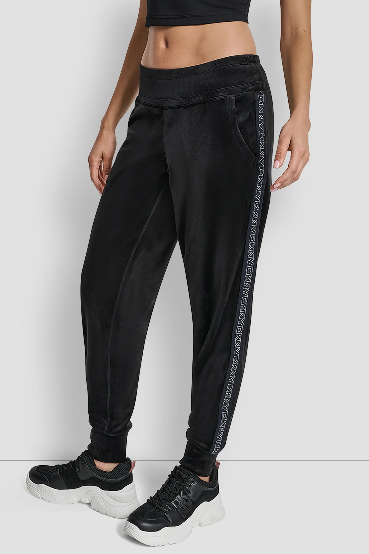VELOUR CUFFED JOGGER WITH METALLIC LOGO - Image 3