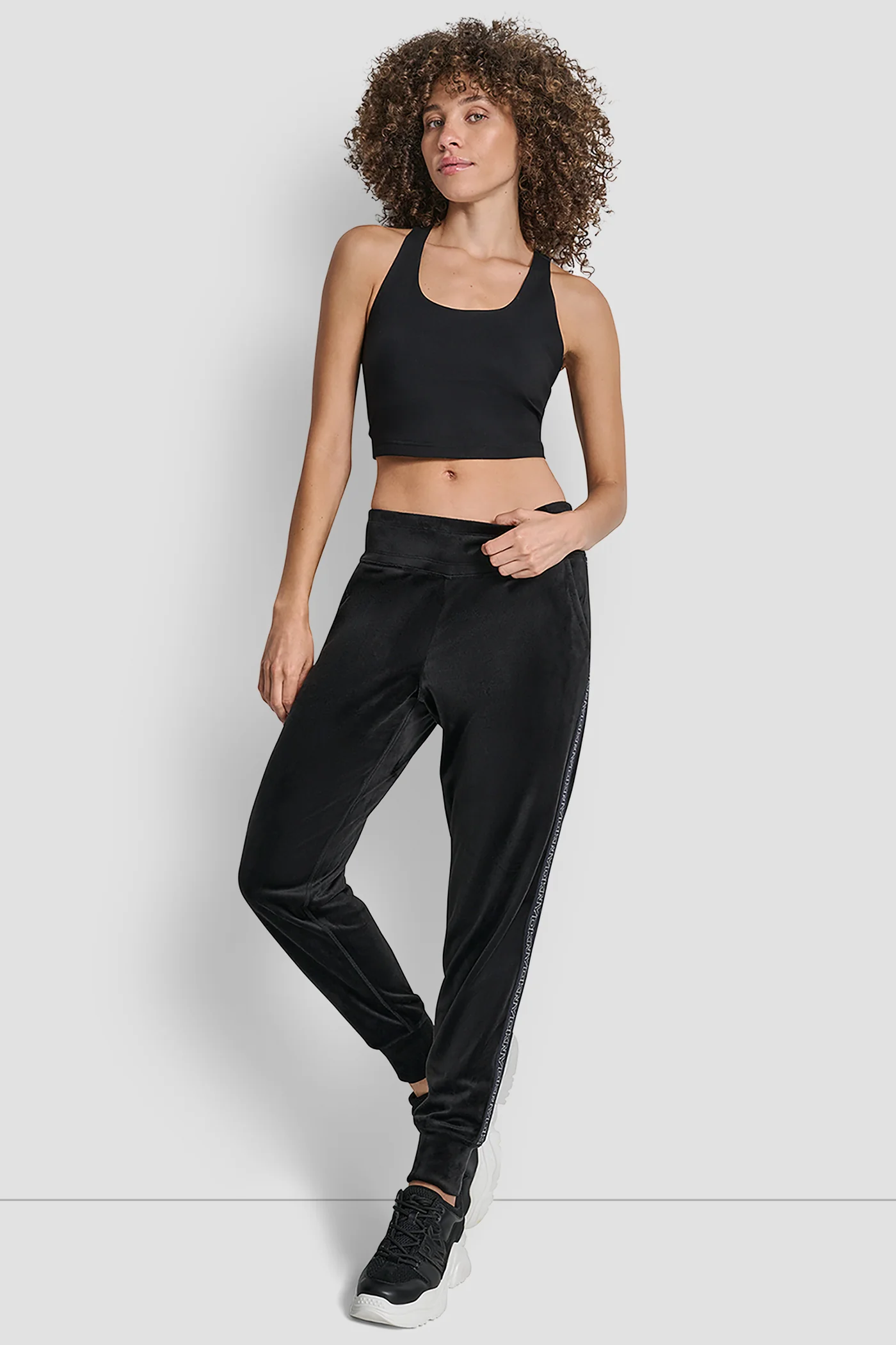 VELOUR CUFFED JOGGER WITH METALLIC LOGO - Image 5