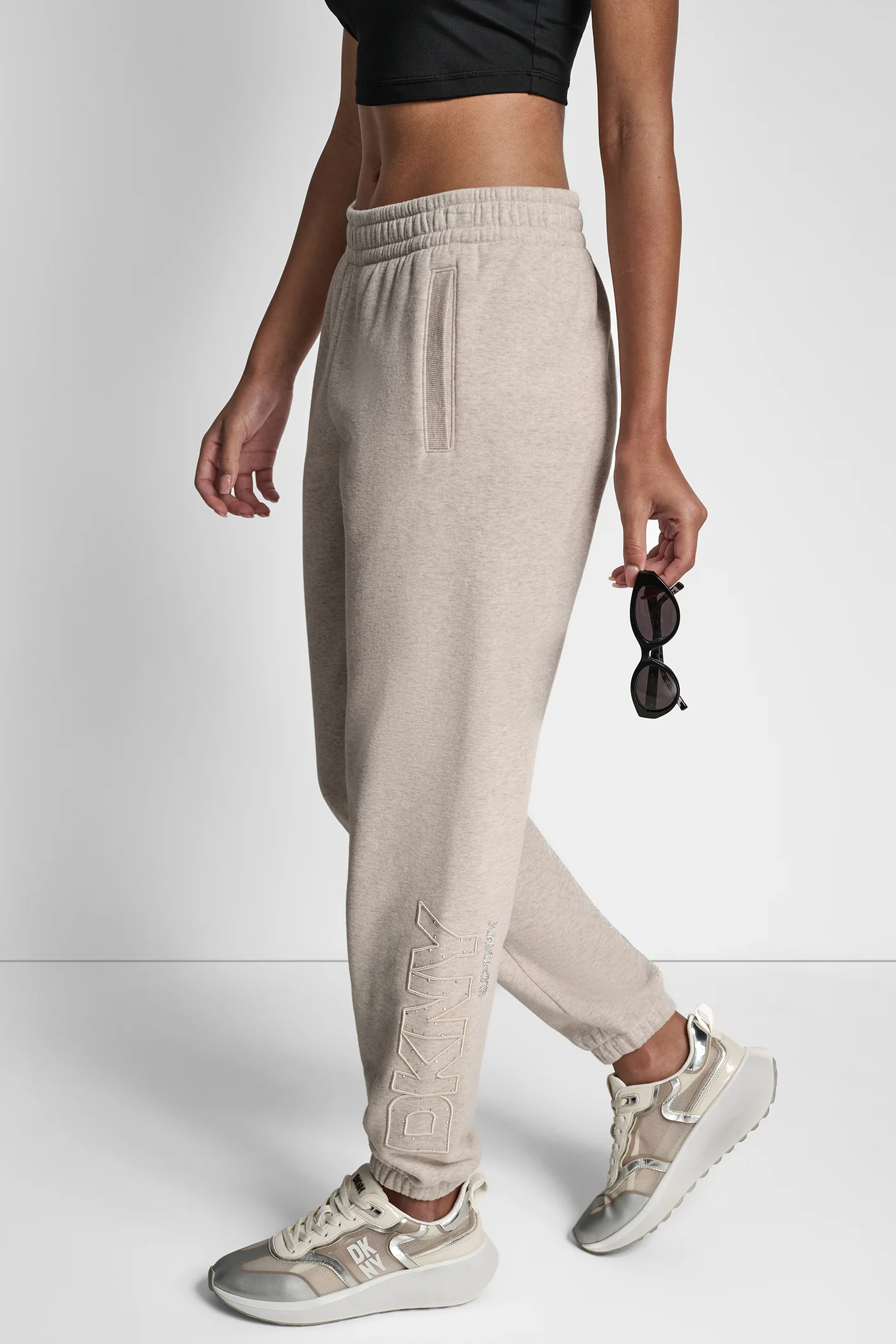 RAISED EMBROIDERY OUTLINE RHINESTONE LOGO JOGGER - Image 3