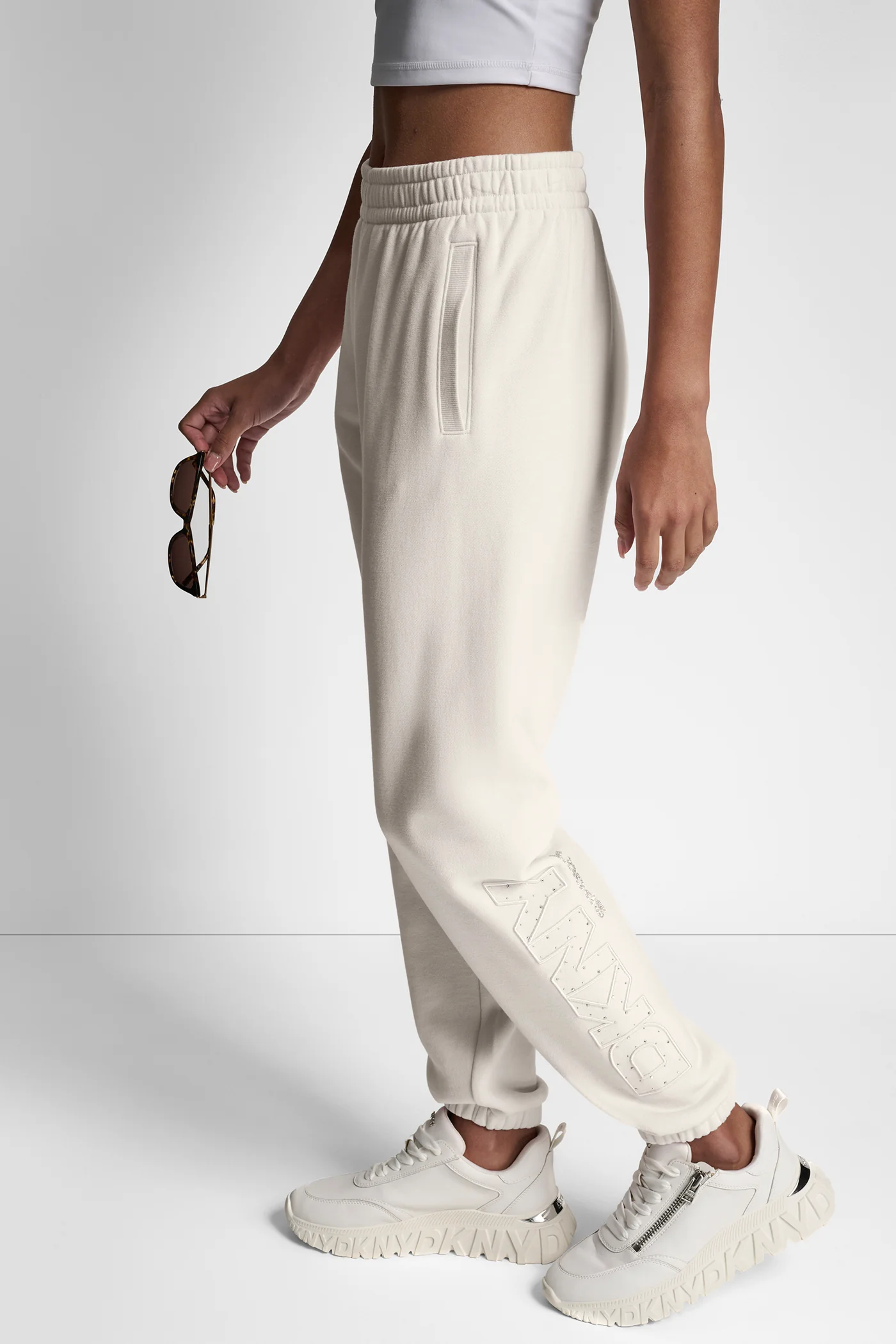 RAISED EMBROIDERY OUTLINE RHINESTONE LOGO JOGGER - Image 3