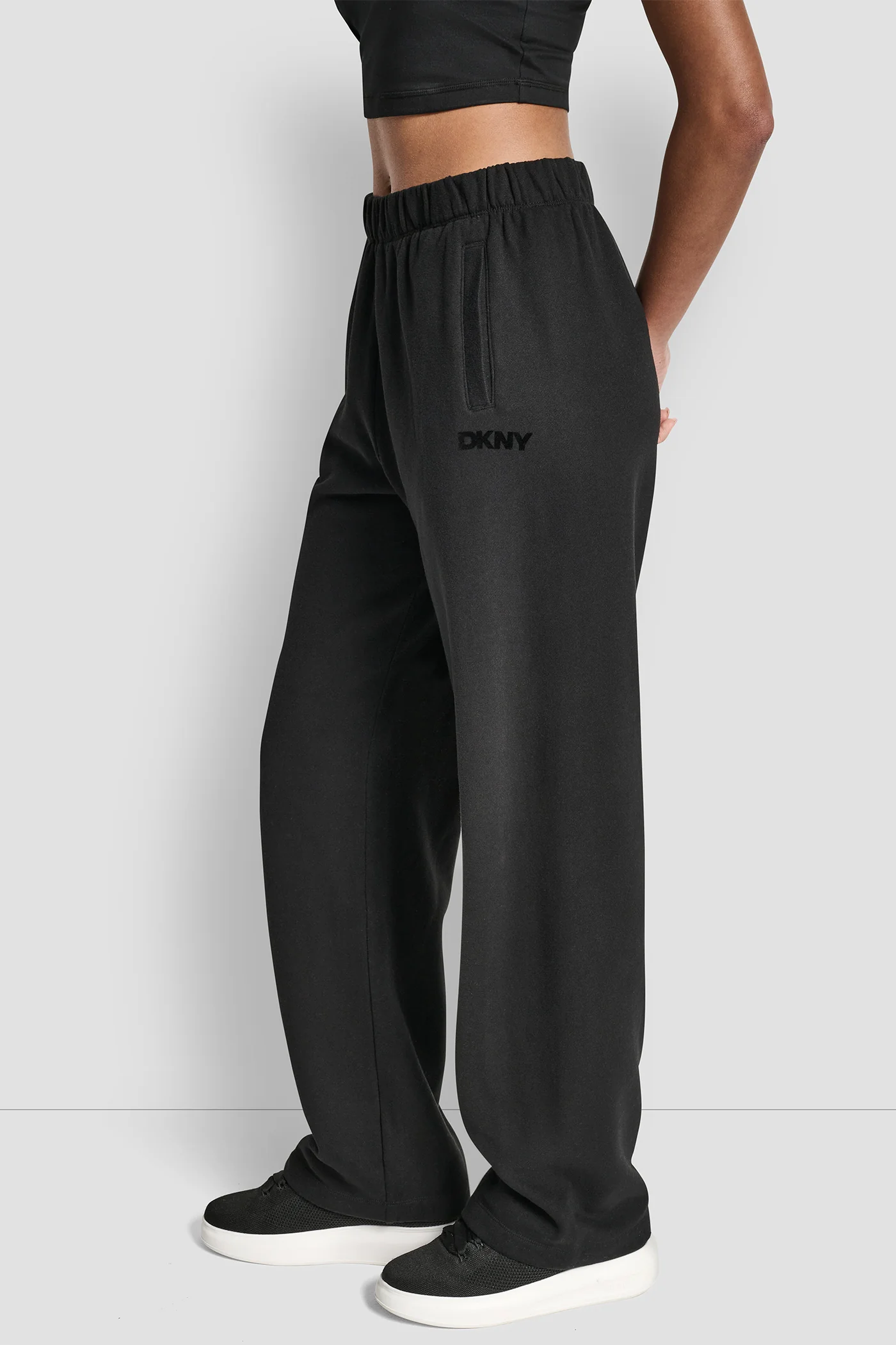 FLOCKED LOGO BOYFRIEND OPEN LEG PANT WITH POCKETS - Image 3