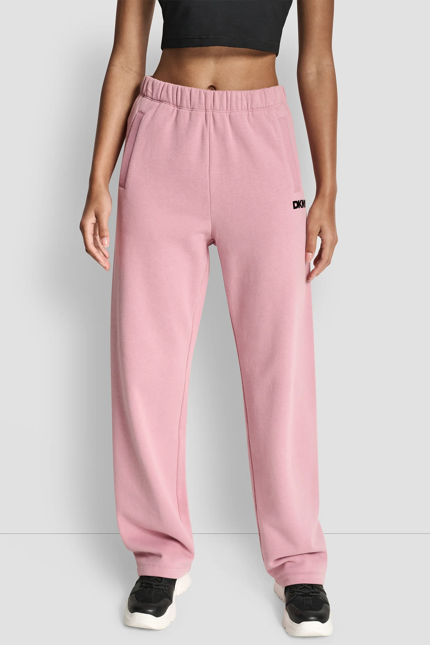 FLOCKED LOGO BOYFRIEND OPEN LEG PANT WITH POCKETS