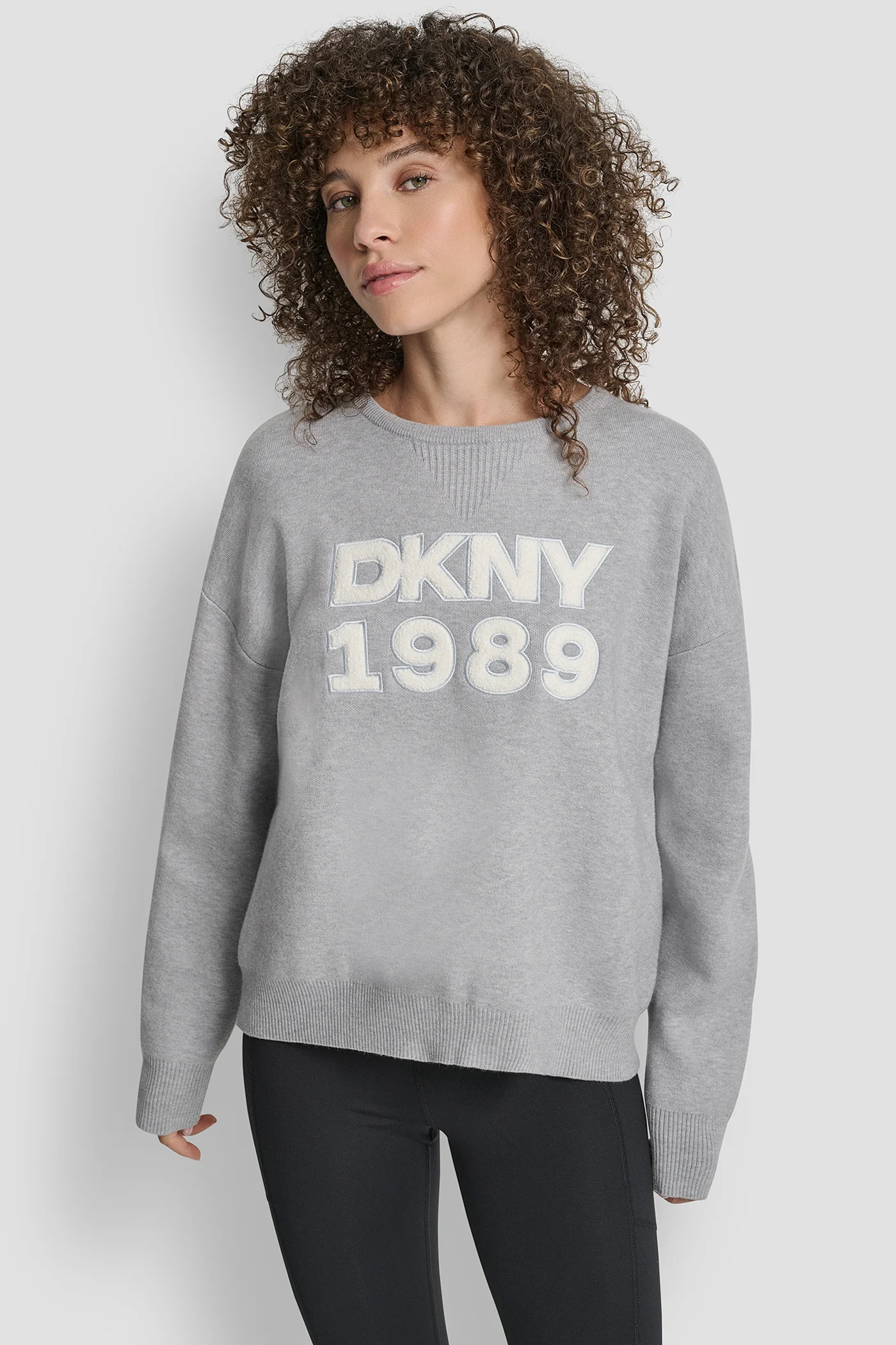 CREW NECK SWEATER WITH TEXTURED LOGO