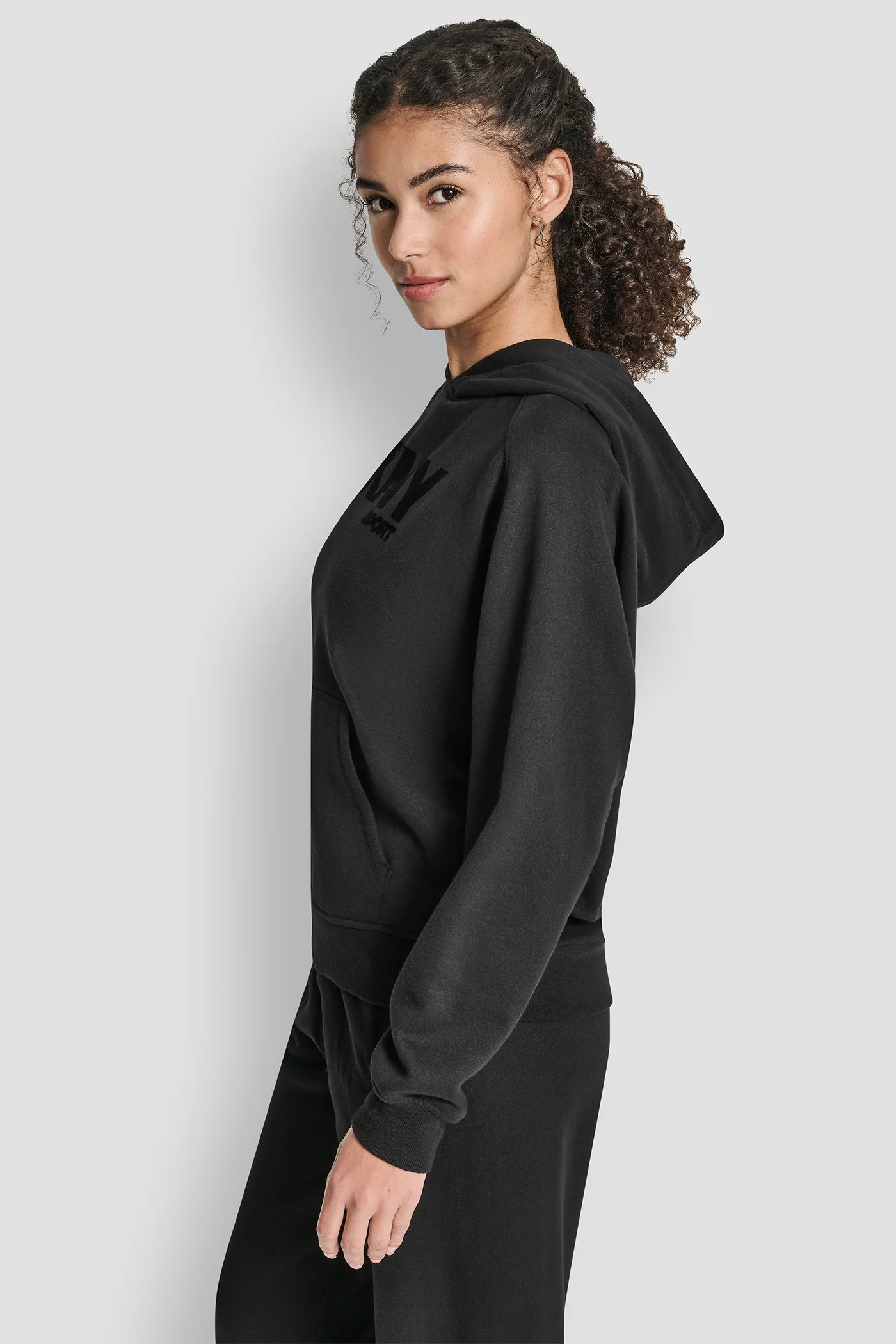 OVERSIZED FLOCKED LOGO PULLOVER HOODIE - Image 3