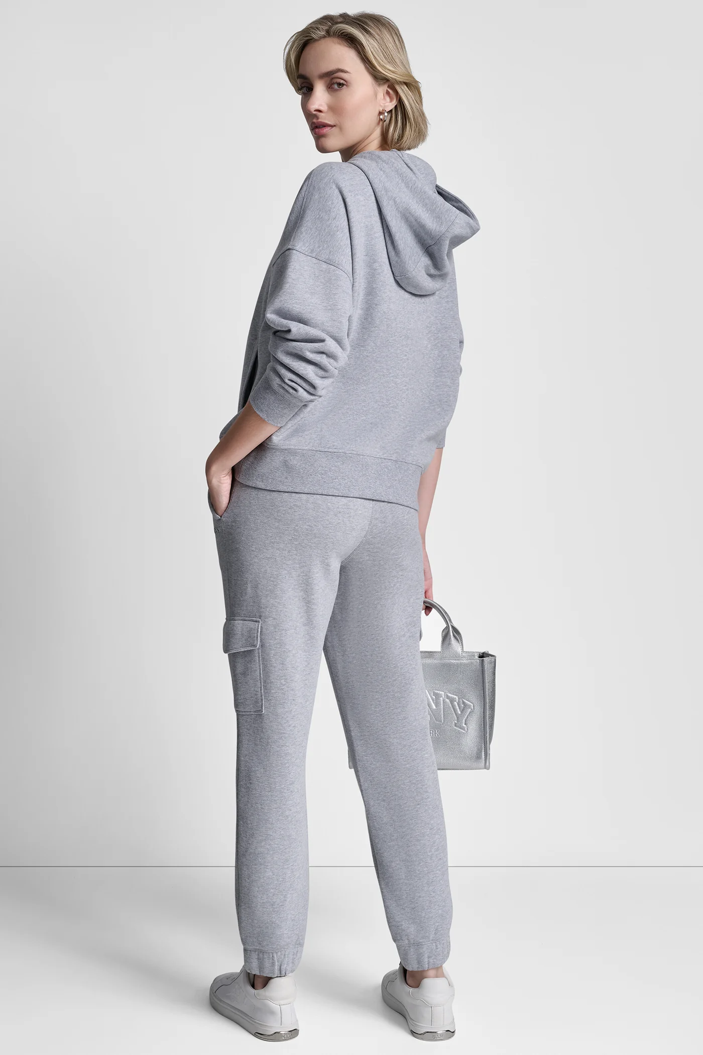 METALLIC BUBBLE LOGO FLEECE DROP SHOULDER HOODIE - Image 2