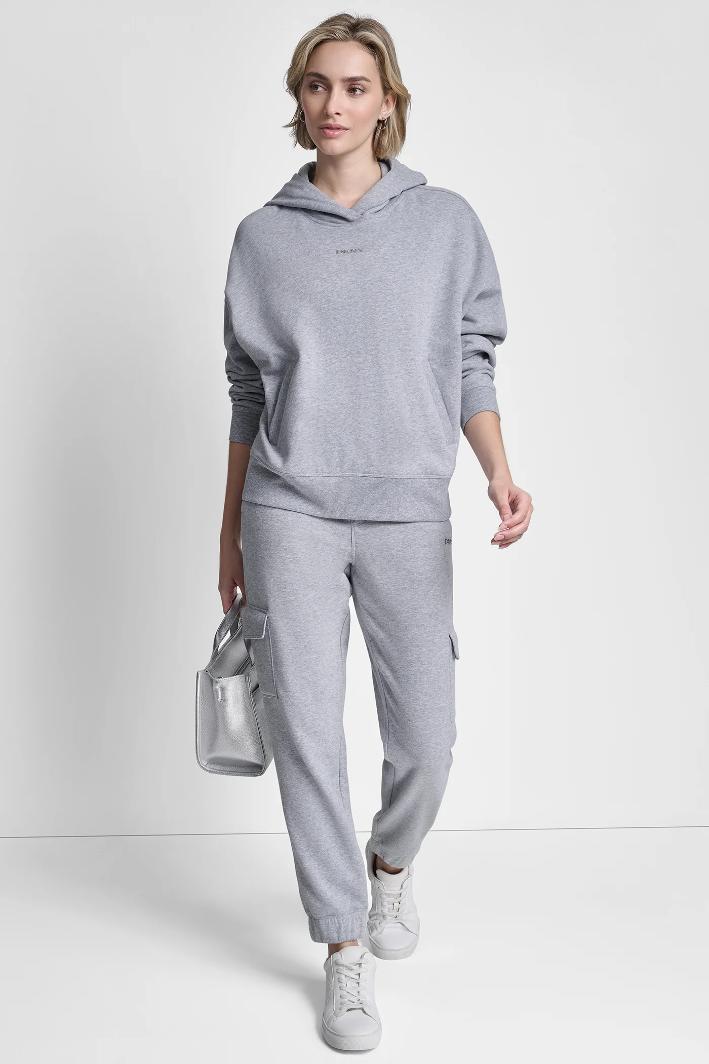 METALLIC BUBBLE LOGO FLEECE DROP SHOULDER HOODIE - Image 3