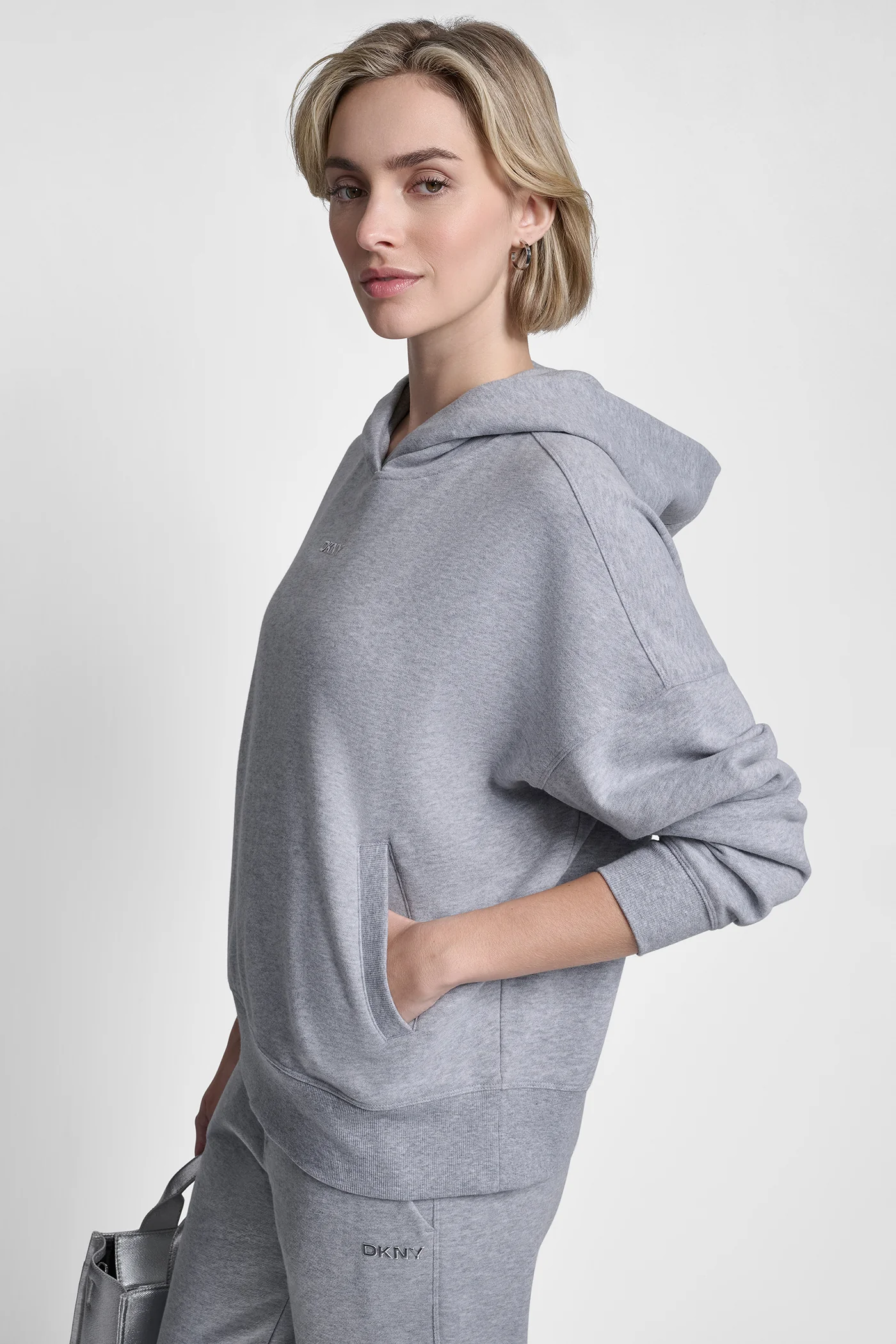 METALLIC BUBBLE LOGO FLEECE DROP SHOULDER HOODIE - Image 4