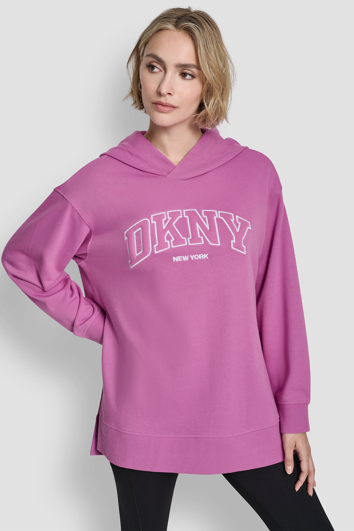 3D VARSITY LOGO OVERSIZED TUNIC HOODIE