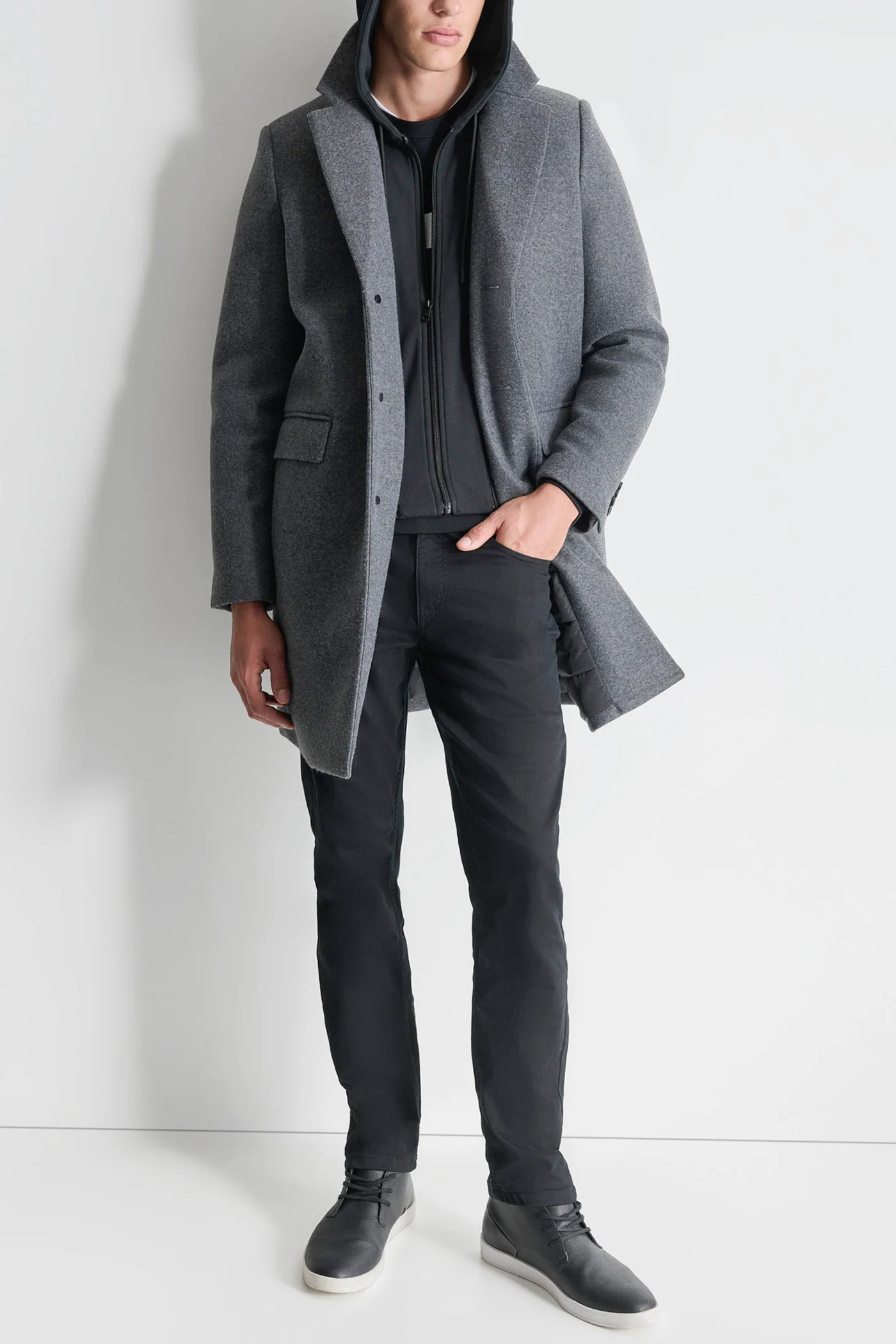 FAUX WOOL COAT WITH HOODED BIB - Image 10