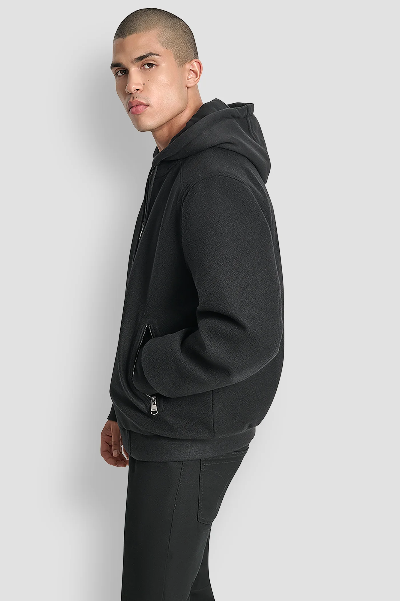 FAUX WOOL BOMBER WITH HOODED BIB - Image 3