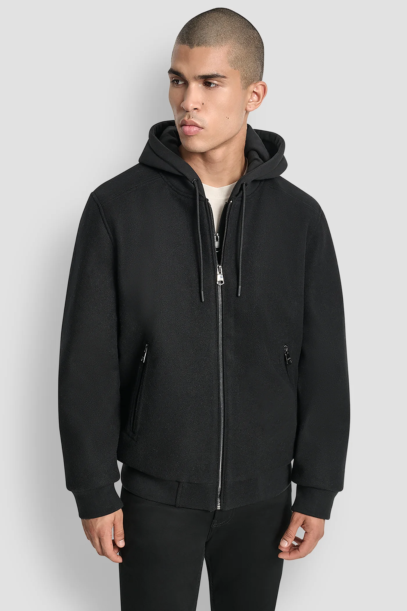 FAUX WOOL BOMBER WITH HOODED BIB - Image 4
