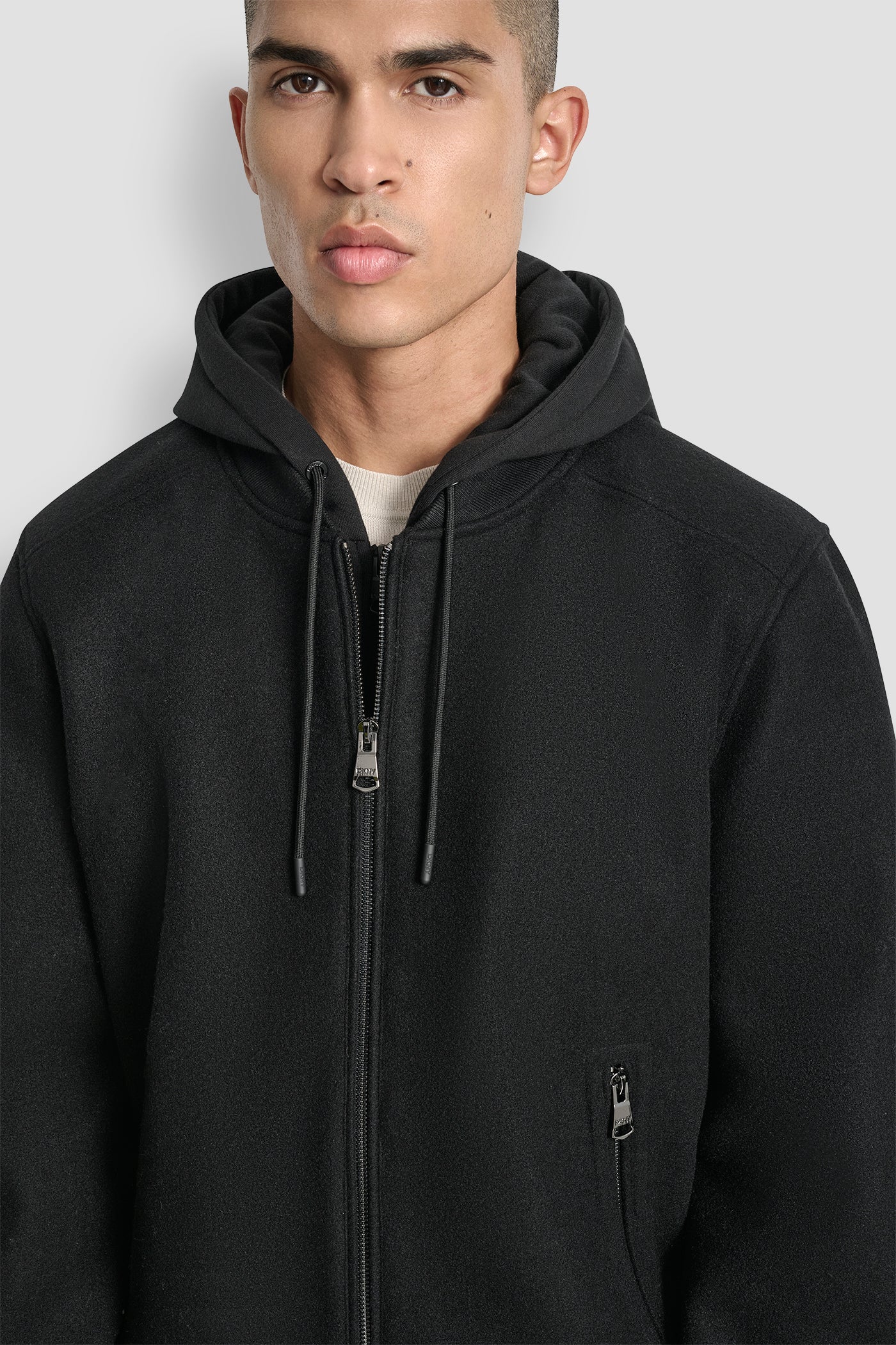 FAUX WOOL BOMBER WITH HOODED BIB - Image 7