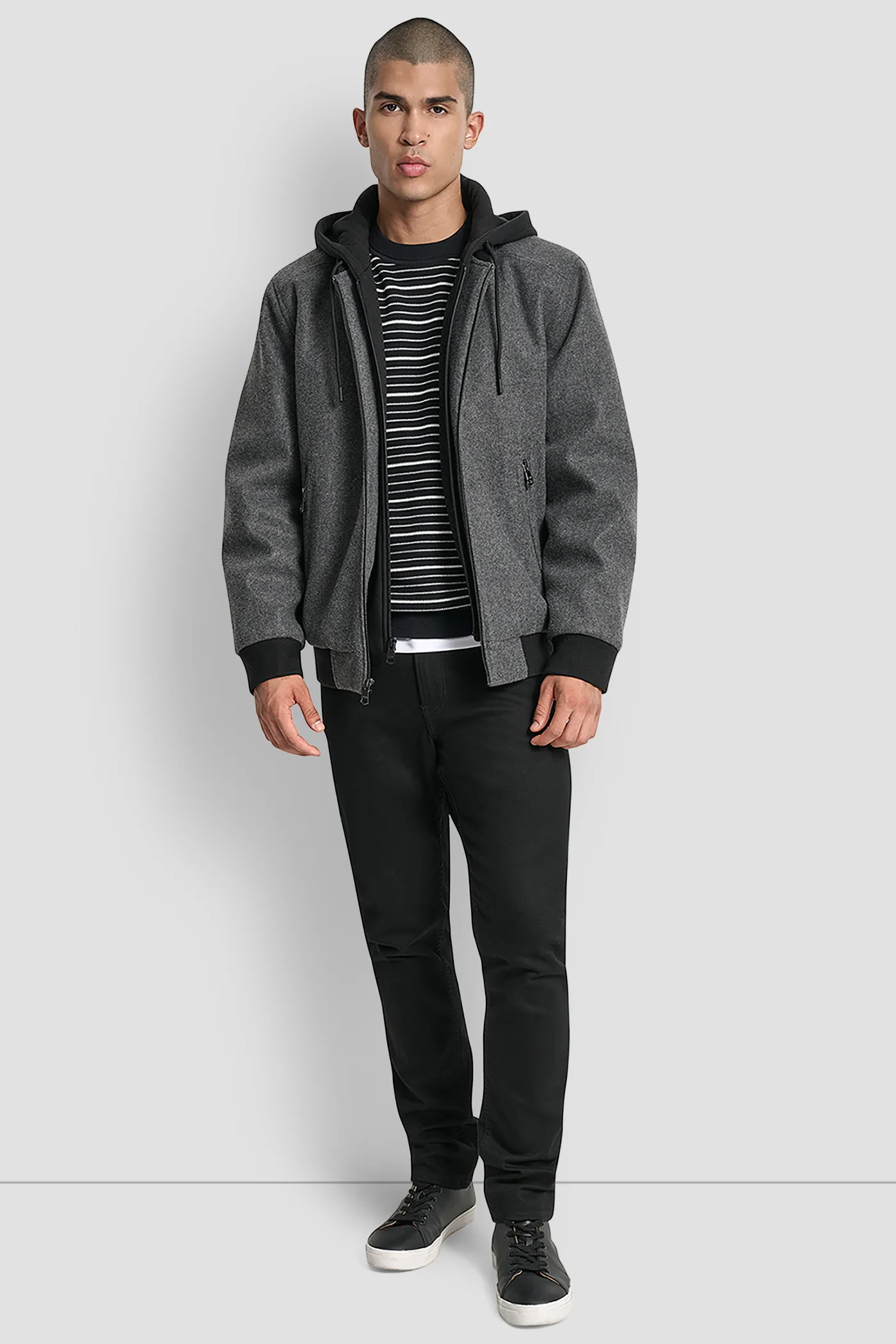 FAUX WOOL BOMBER WITH HOODED BIB - Image 11