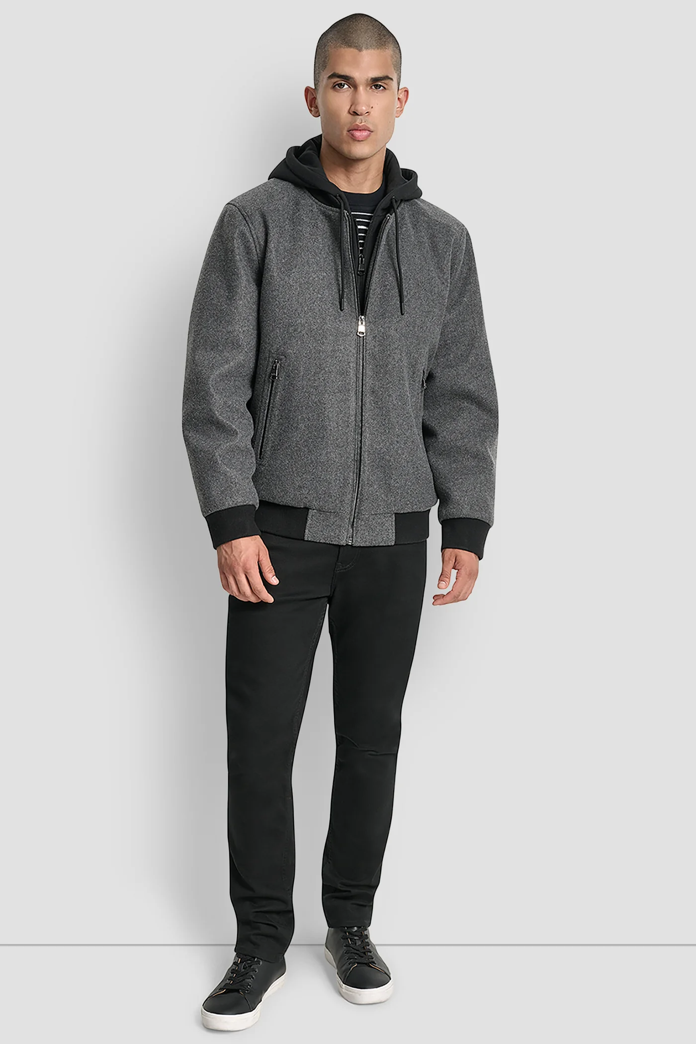 FAUX WOOL BOMBER WITH HOODED BIB - Image 12